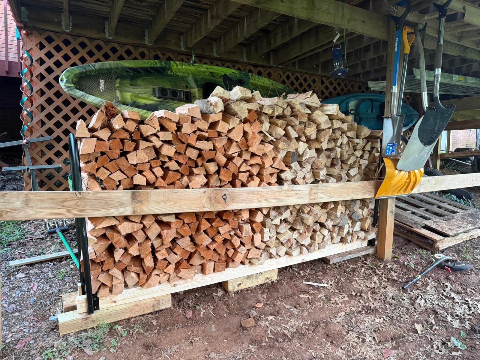 Fire Beauty Adjustable Firewood Rack, Indoor Outdoor Log Holder, Supports 2000 lb load, 4 to 96in Adjustable Flexible Size, 3.8in Elevated Vented Base customer photo 1