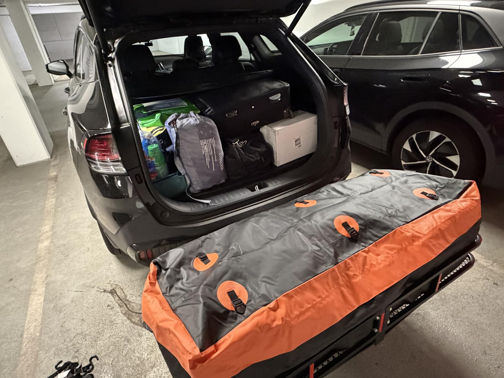 WEIZE Folding Hitch Mount Cargo Carrier 60 x 20 x 6 in, 500 lbs Capacity Hitch Cargo Rack with Waterproof Bag, Hitch Stabilizer, Net and Straps customer photo 2