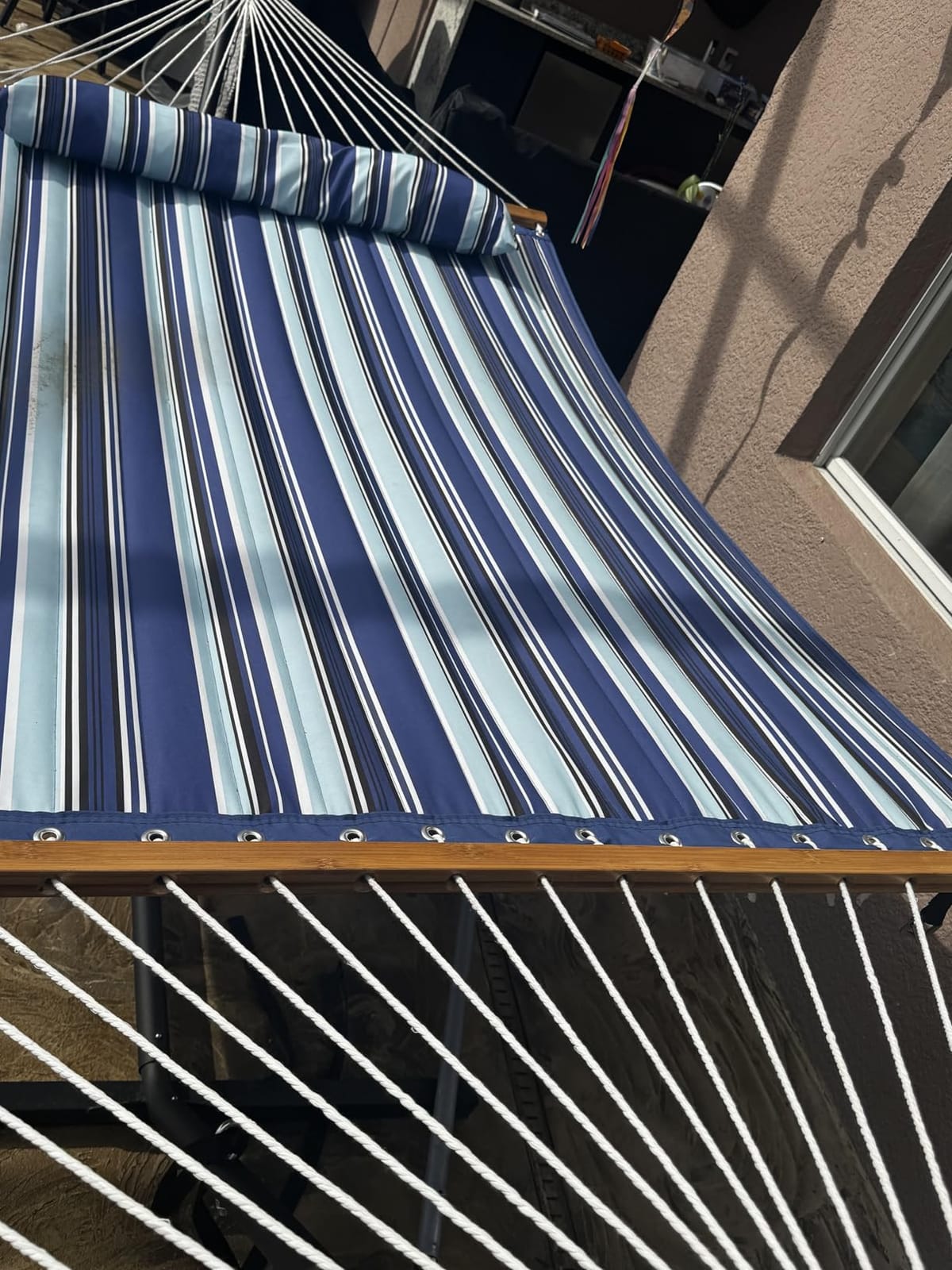 ANAGOO Double Hammock with Stand 500lbs Heavy Duty Outdoor Two Person White | 500 LBS Capacity, Stable Steel Frame, Balance Strap, Tool-Free Assembly, For Patio Garden customer photo 2