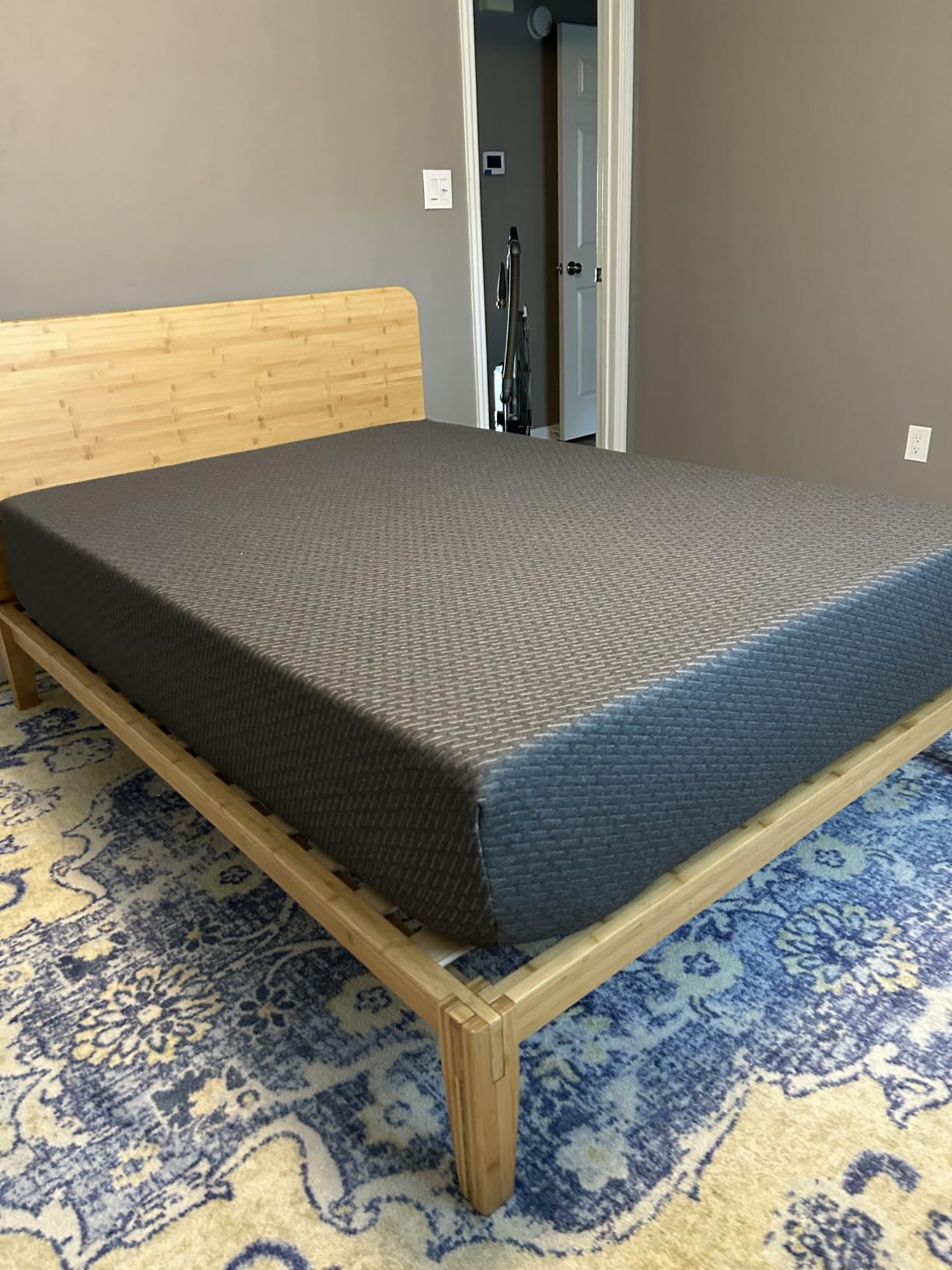 Nectar Bamboo Platform Bed Frame - Queen - Natural - Floating Center Support Legs - 12