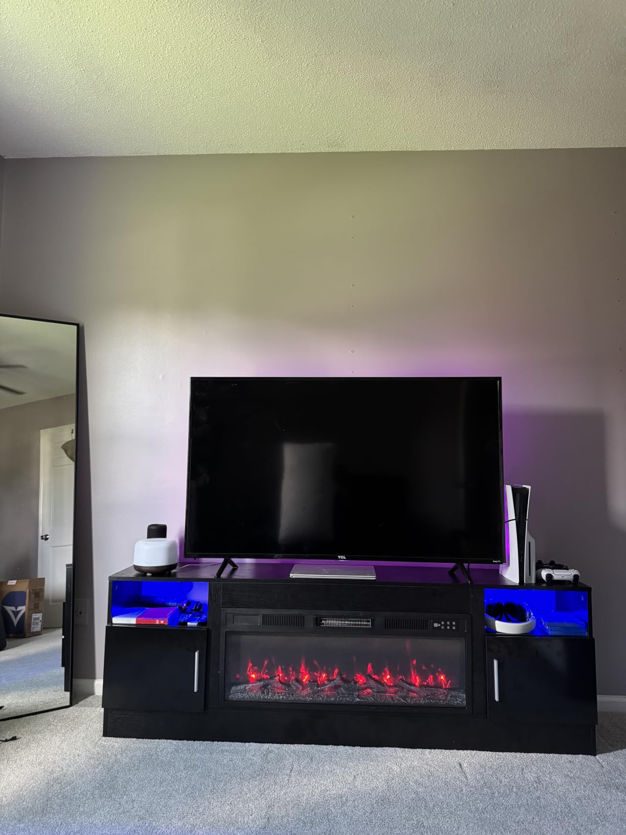 VITESSE 70”Fireplace TV Stand,Modern Entertainment Center Heating Fireplace customer photo 1
