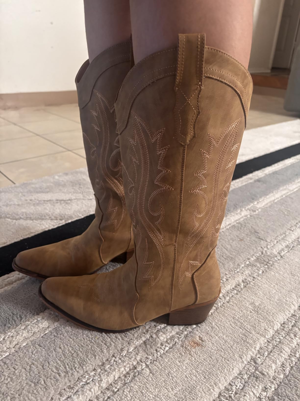 Cowboy Boots For Women Western Cowgirl Boots Mid Calf Snip Toe customer photo 1