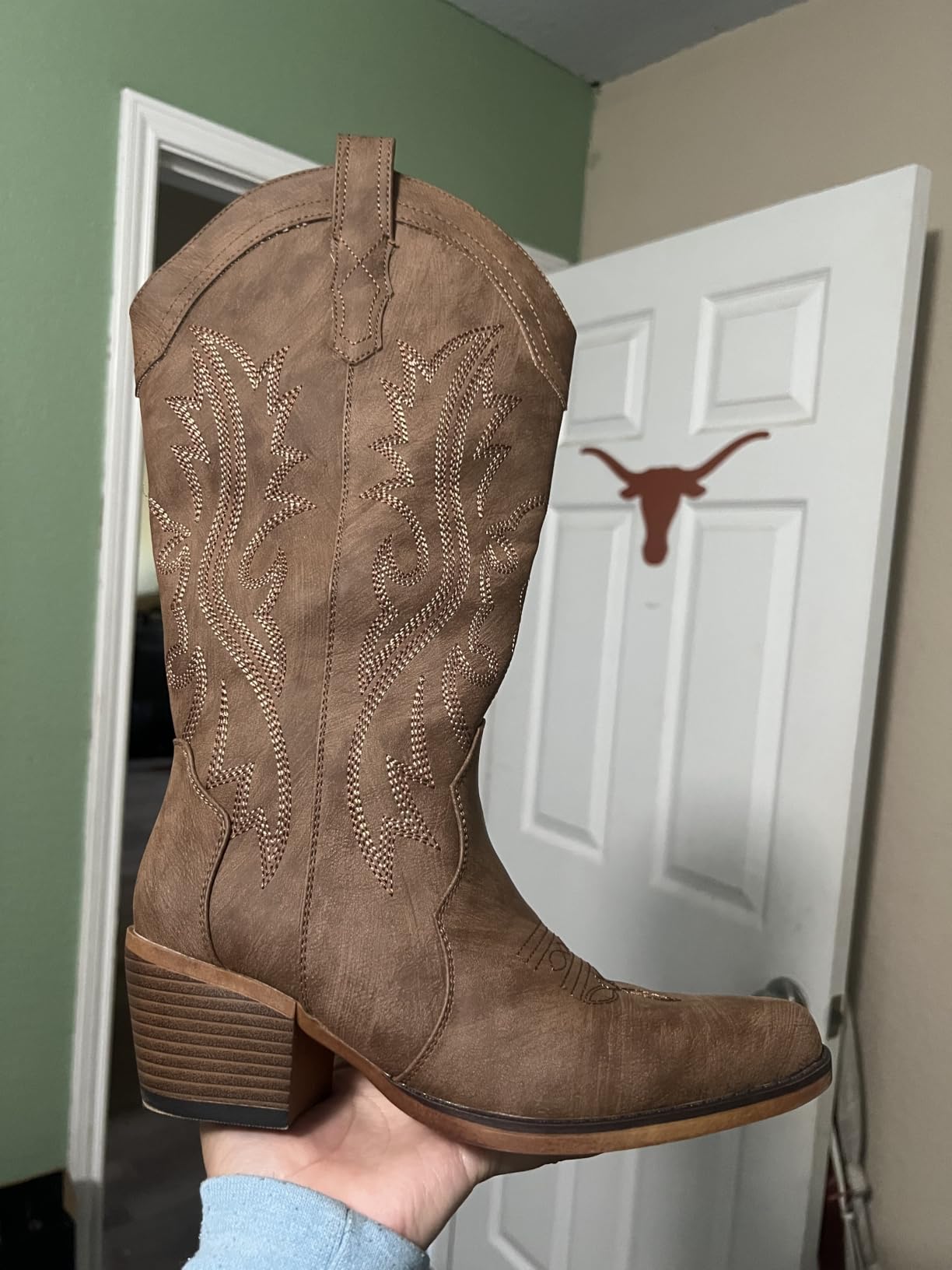 Cowboy Boots For Women Western Cowgirl Boots Mid Calf Snip Toe customer photo 2