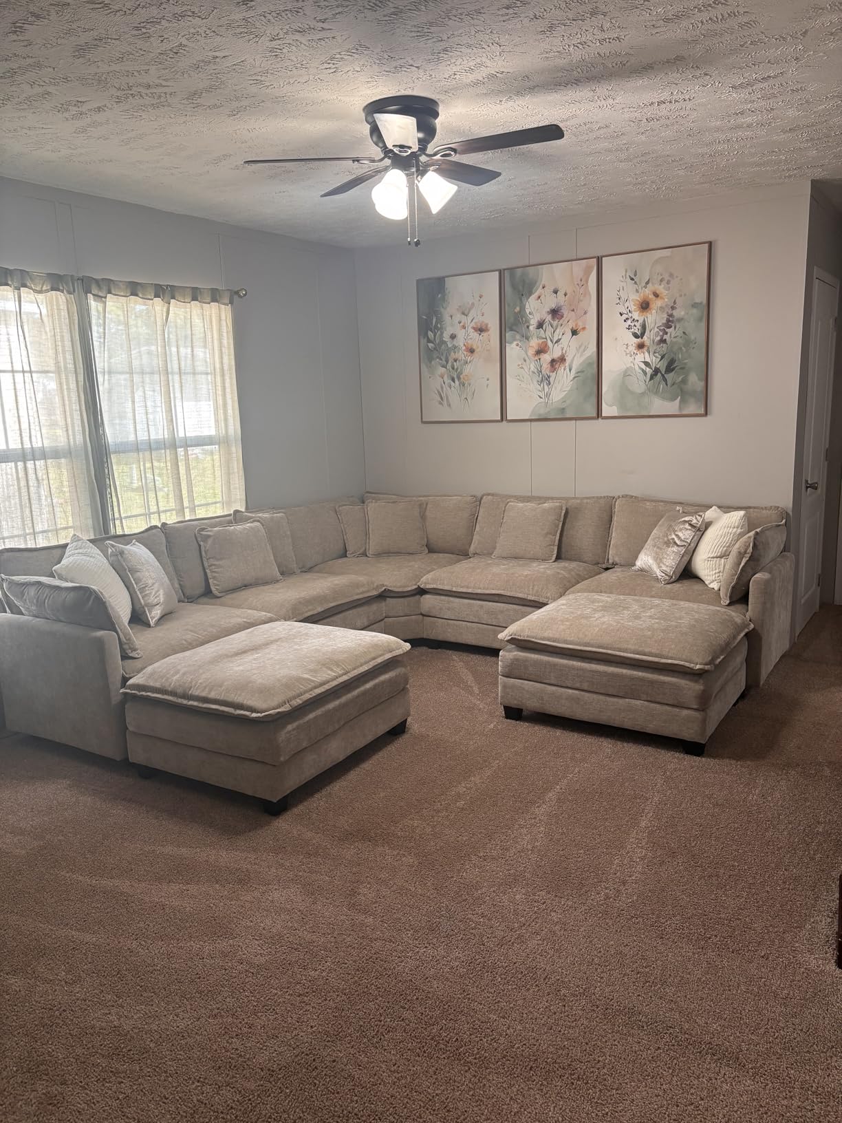 Oversized Modular Sectional Sofa, 7 Seater Deep Seat Cloud Couch Sectional | Chenille Corner Couch | 7 Pillows | 2 Movable Ottomans | Camel customer photo 2