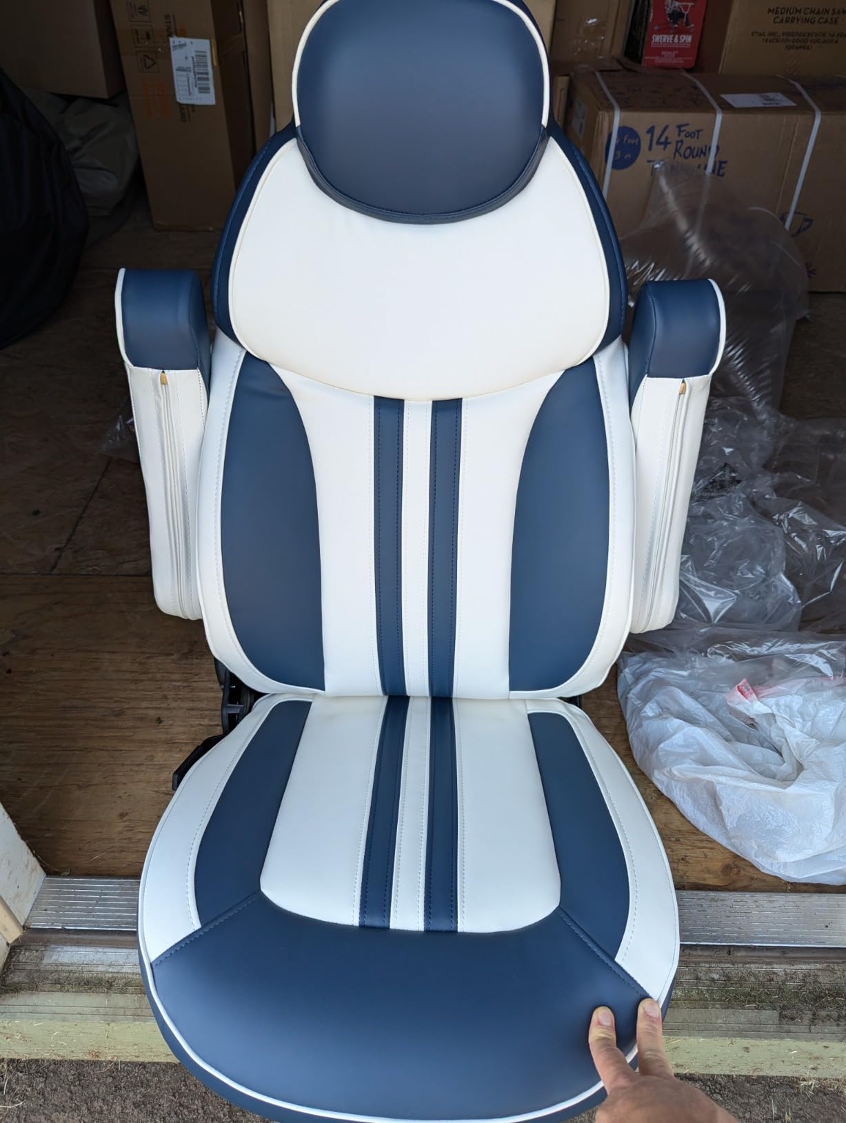 Leader Accessories Luxury Pontoon Captains Chair Yacht Bucket Boat Seat | Reclining Ergonomic Design Pontoon Boat Chair Yacht Seat with Adjustable Armrests customer photo 1