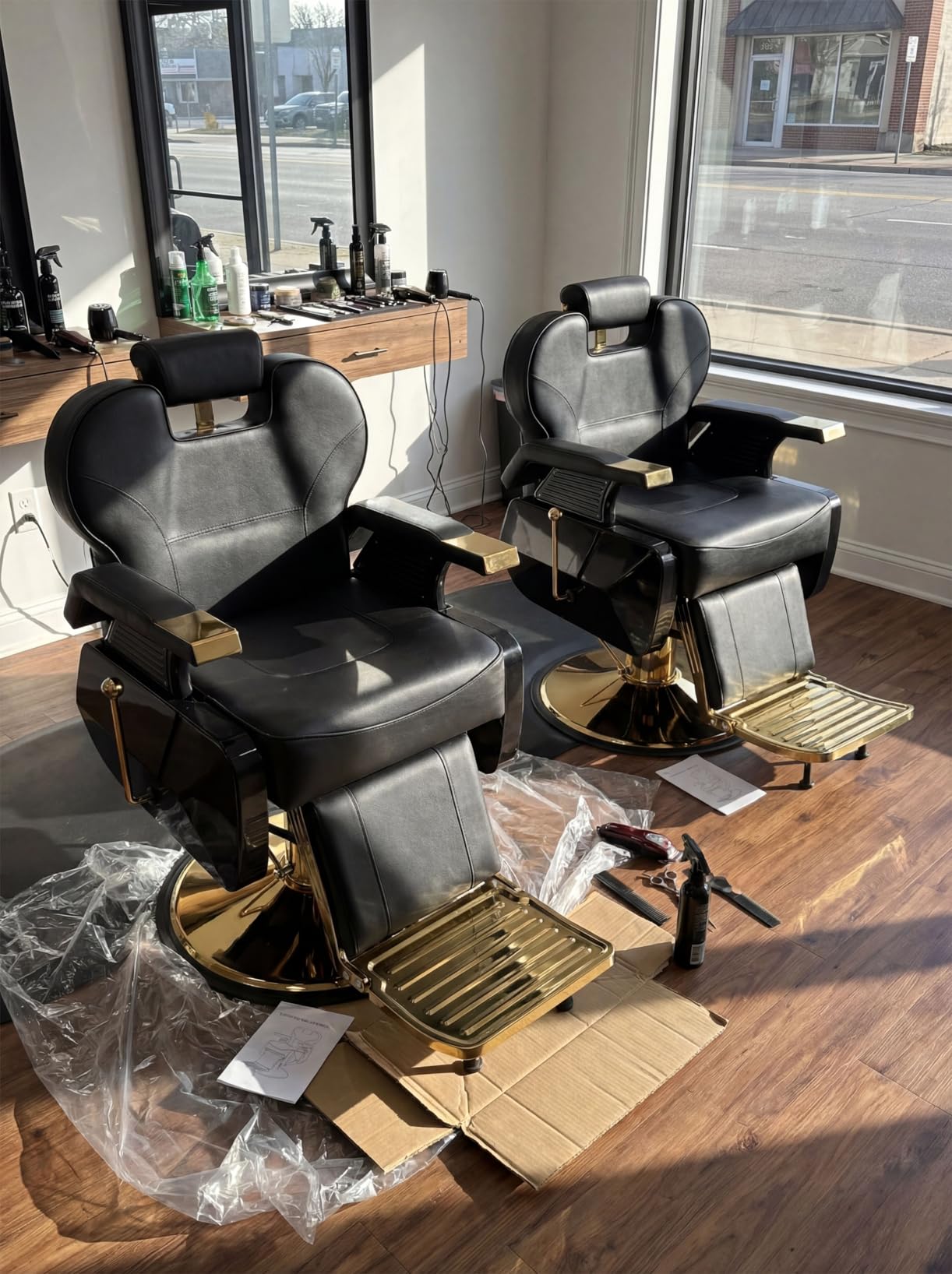 Barber Chair for Hair Stylist, Heavy Duty Hydraulic Salon Chair | Professional Hair Salon Chair with 360°Swivel Reclining 500lbs Capacity for Barbershop Tattoo Home Beauty Spa Shampoo Shaving customer photo 1