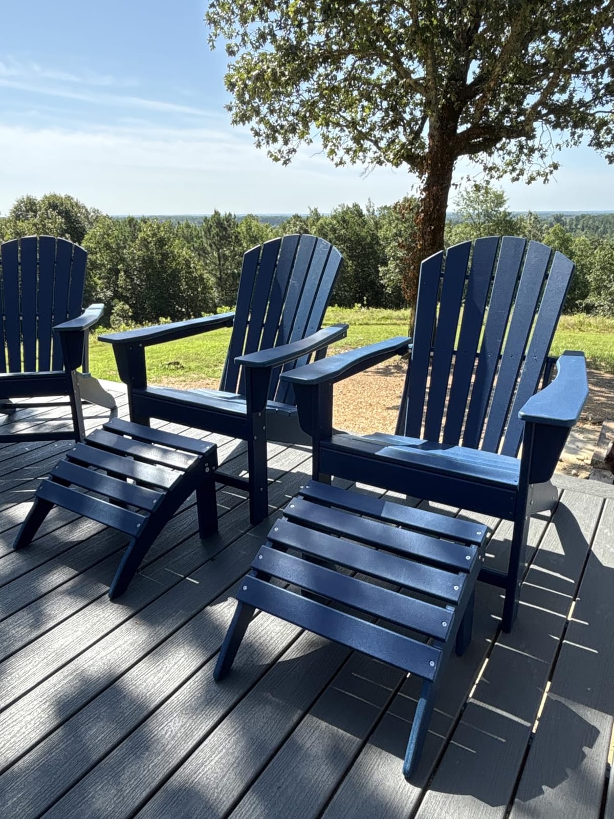 Oversized-Adirondack-Chairs Set of 2, HDPE | All Weather Darkbrown | Wood Grain, Plastic Fire Pit Chairs, 400lbs Maximum Weight Limit, 22