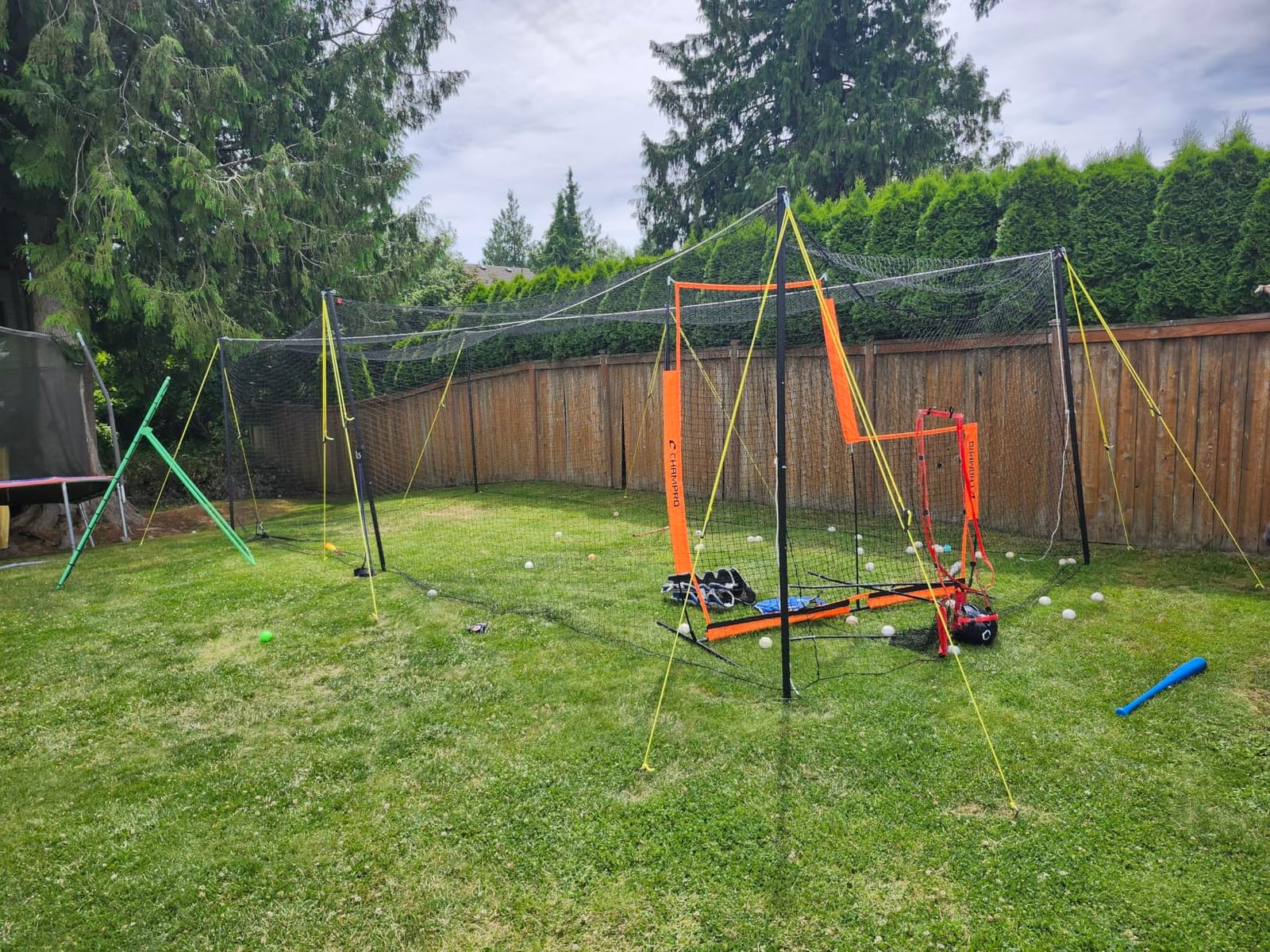 PLAYAPUT 30FT x 12FT x 8FT Batting Cage for Baseball & Softball | With Pitching Machine Hole,Detachable Door,Target,and Guide Ropes,Portable Batting Cages For Backyard,Park,Field customer photo 1