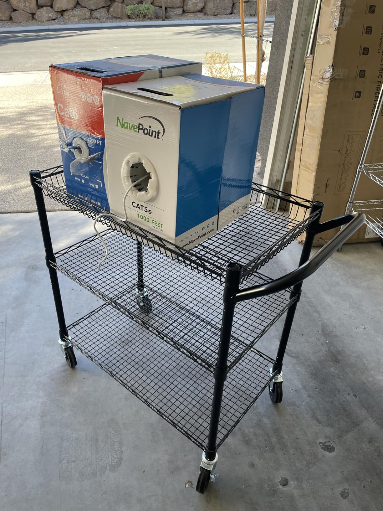 3 Tier Rolling Kitchen Carts on Wheels with Storage, 650Lbs Heavy Duty Utility Carts with Wheels, Kitchen Island with Wood Tabletop, Metal Serving Rolling Cart for Small Appliance Food Cart, Wood+Metal customer photo 2