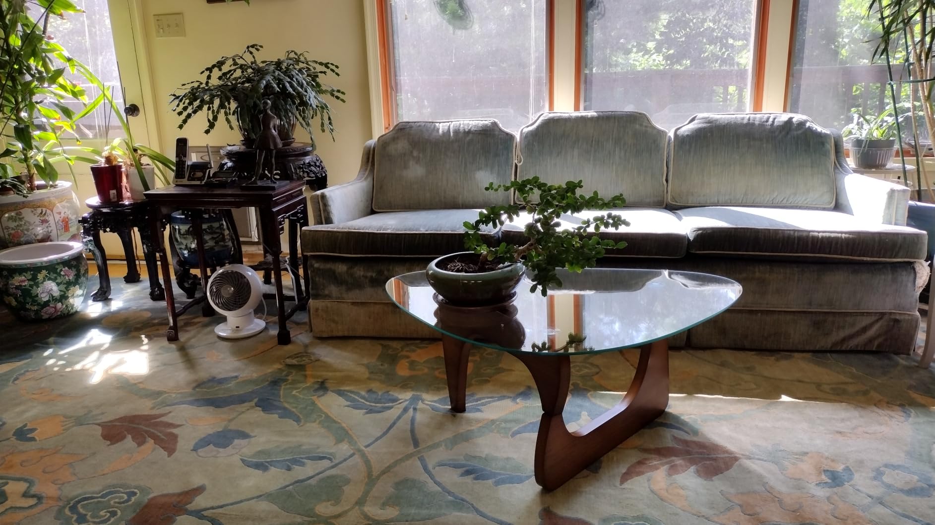 Glass Coffee Table, Mid Century Modern Coffee Table, Coffee Table for Living Room Center Table Suitable for Bedroom Living Room Reception Office Tables (Walnut/Transparent, Large) customer photo 1