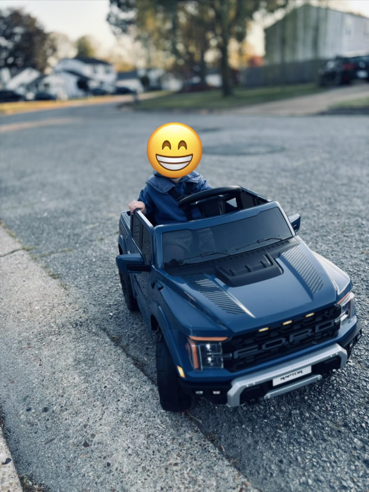 First Ride On 12V Licensed Ford F-150 Raptor Kids Ride on Toy, Ride on Truck with Parent Remote Control, Electric Car for Kids with Truck Bed Storage, 3 Point Safety Belt, LED Lights (Black) customer photo 1