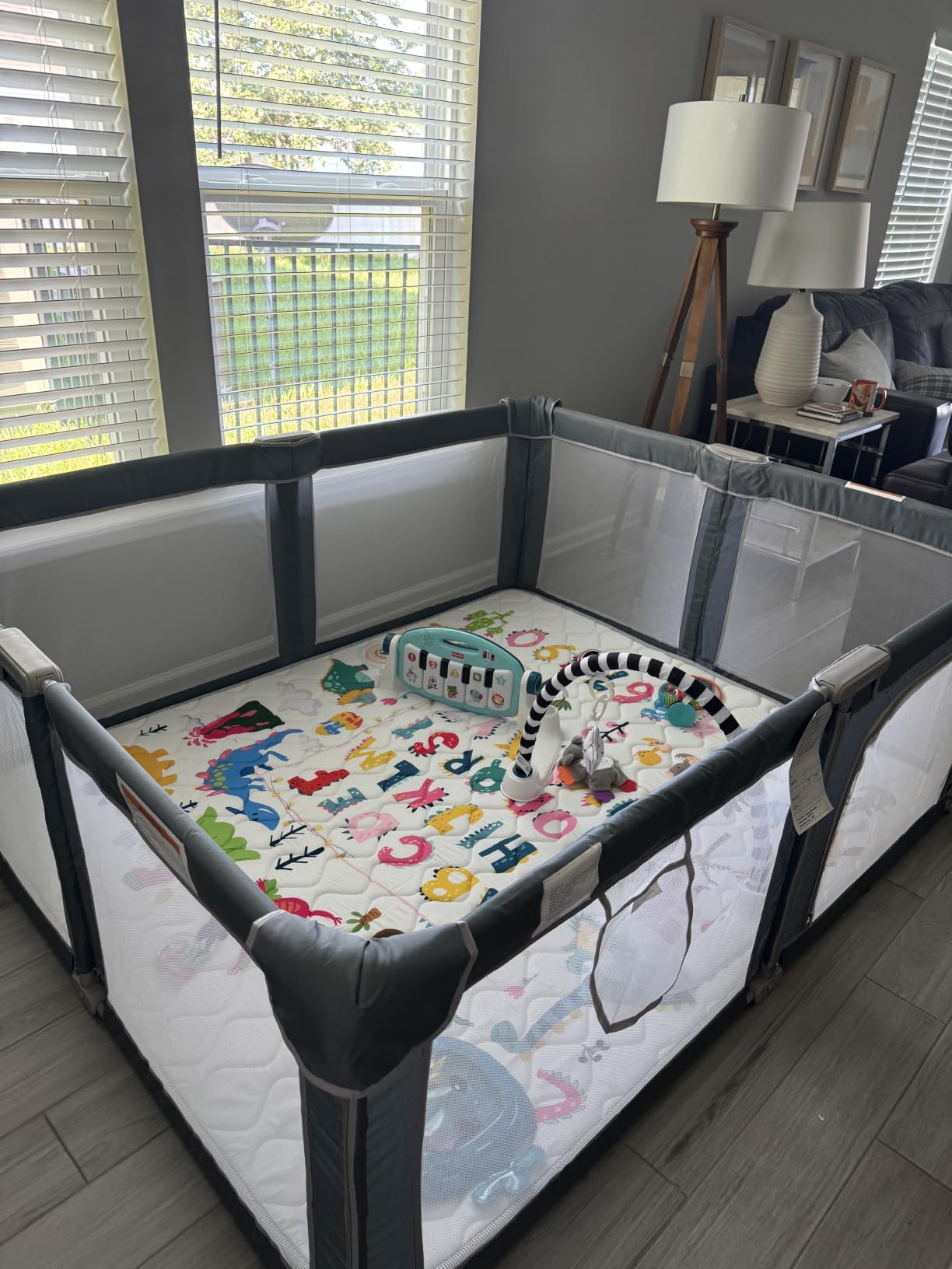 OMZER Foldable Baby Playpen, 71x59 Inch Large Collapsible Play Yard | Large play area, quick 60-second setup, easy fold storage, breathable mesh walls, zipper door, carry bag included for travel customer photo 1