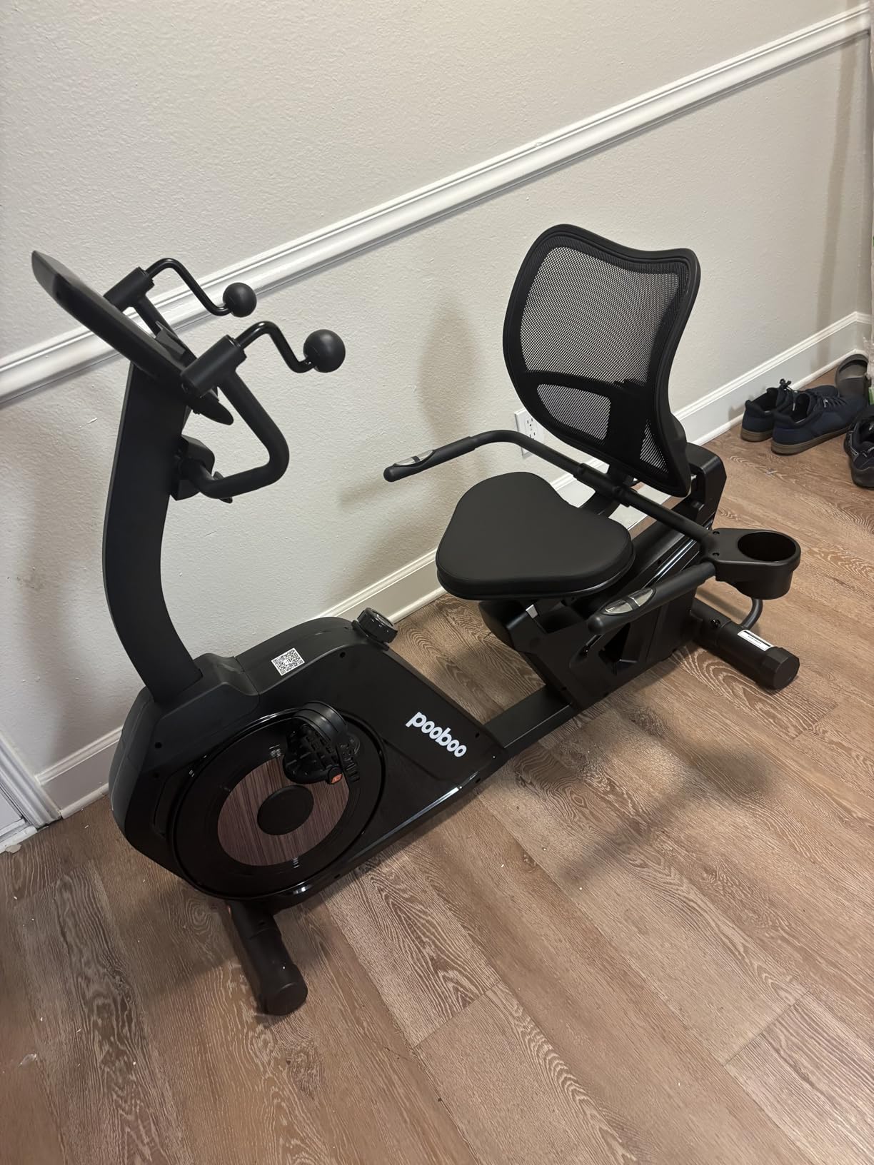 pooboo Recumbent Exercise Bike, Stationary Bikes for Home with Arm Exerciser, Magnetic Recumbent Bike with Ergonomic Backrest & Comfortable Seat, Smart APP, Pulse Sensor, 400LBS Weight Capacity customer photo 2