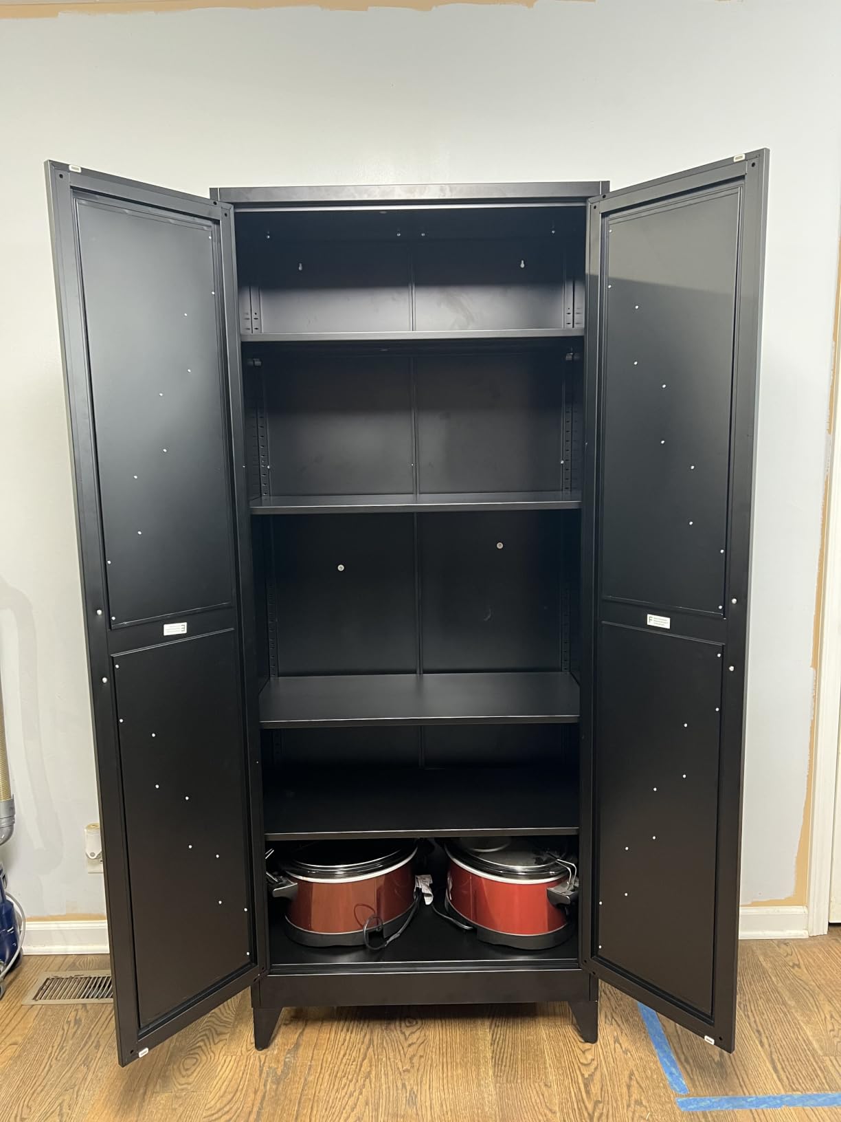 White Storage Cabinet with Doors and Adjustable Shelves,36