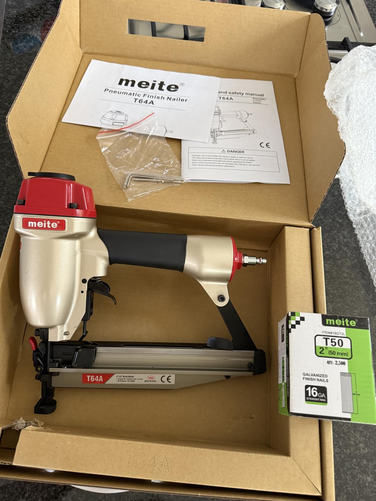 meite T64A 16 Gauge Finish Nailer with 2'' Straight Finish Nails 2,500PCS customer photo 1