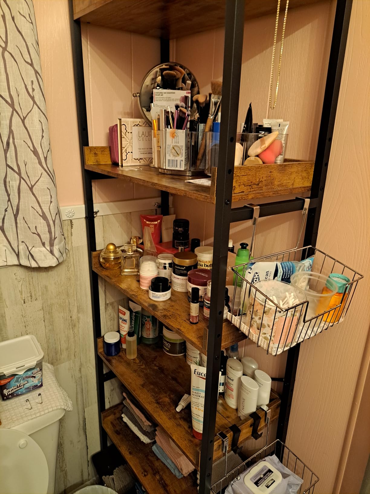 HCHQHS Bookshelf, Adjustable Industrial Bookcase, Vertical Tall Book Shelf, Wood and Black Metal Open Bookshelves (Rustic Brown, 6-Tier 31 W x 70 H) customer photo 1