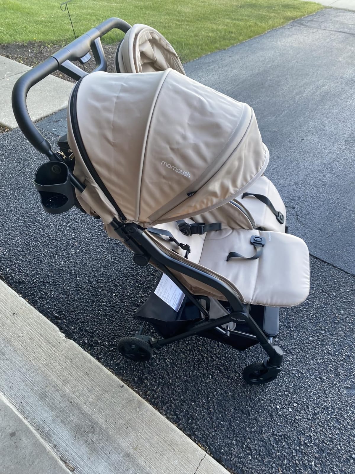 Mompush Lithe Double Stroller, Lightweight Side by Side, Infant & Toddler | 25 lbs design, 31.1-inch width=