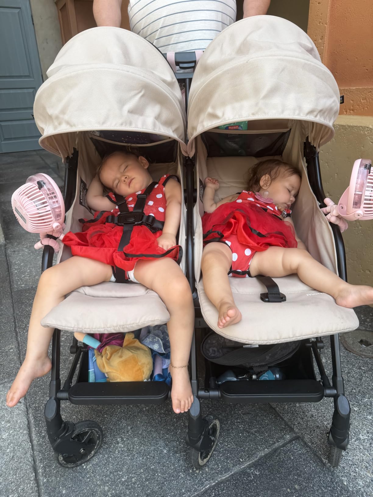 Mompush Lithe Double Stroller, Lightweight Side by Side, Infant & Toddler | 25 lbs design, 31.1-inch width=
