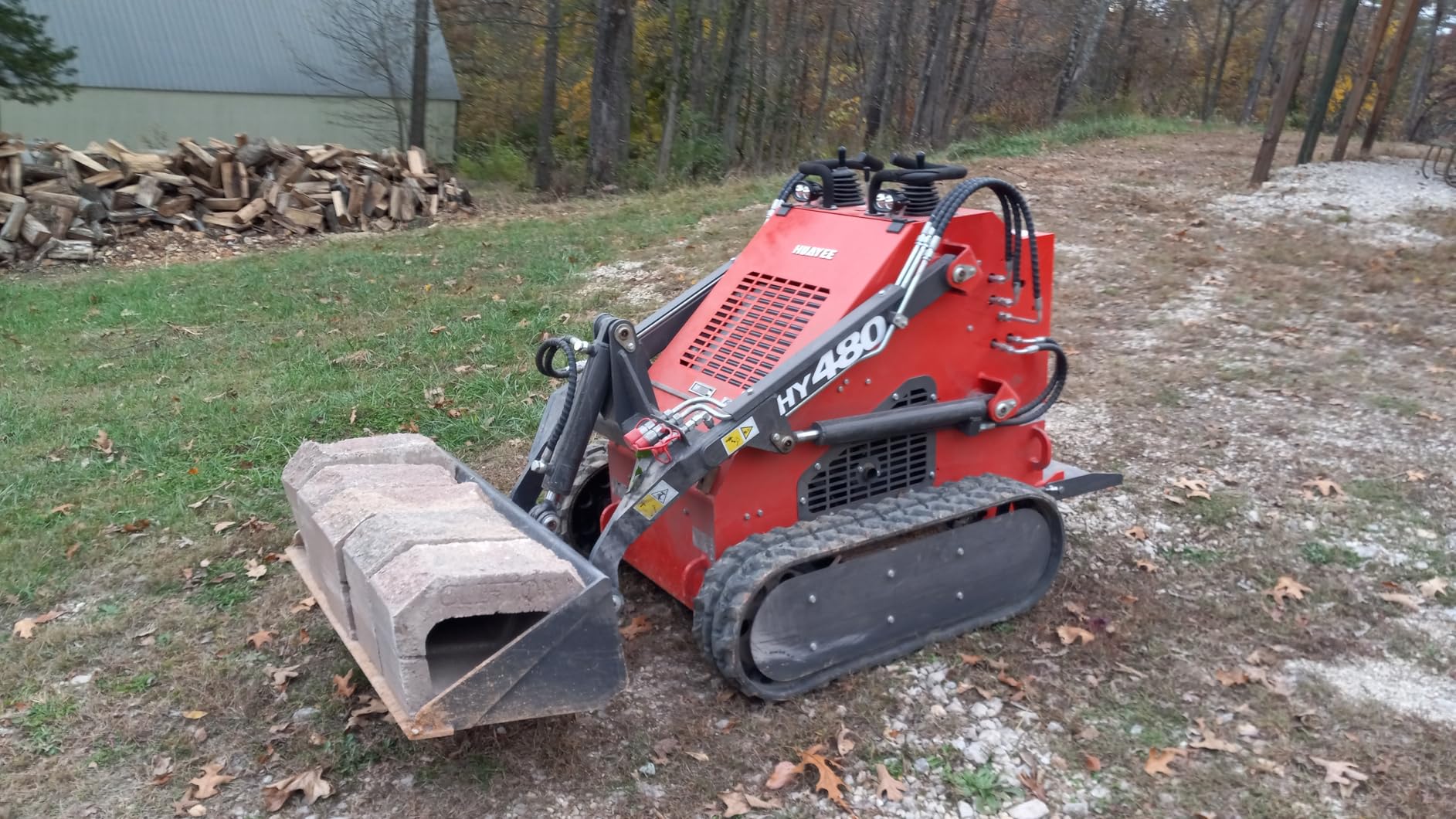 HY480C Mini Skid Steer Loader Stand-On Tracked 1234 lbs with Bucket | 23HP V-Twin Gas Engine, 3-Pump 3-Valve Hydraulic System, 1765 lbs Max Lift Capacity, Tracked Compact Utility Loader customer photo 1