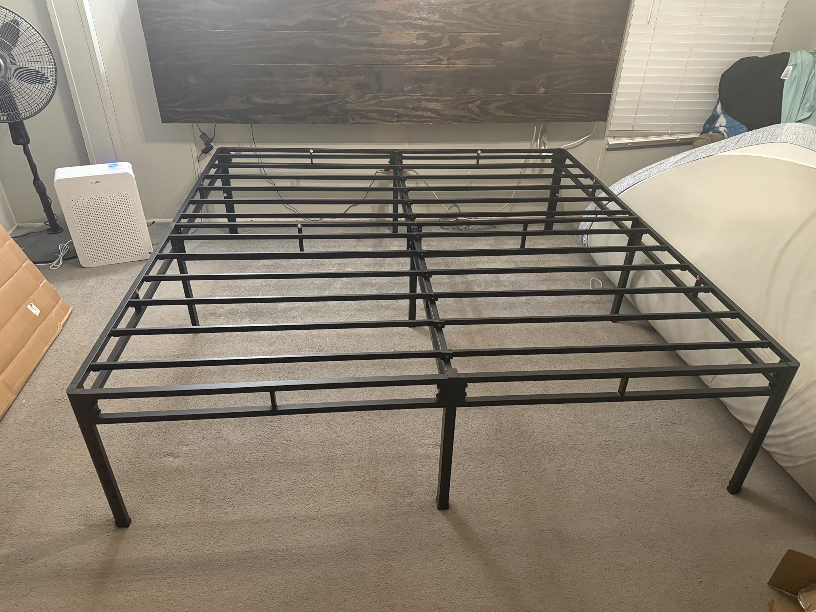 NKZ 2-in-1 Queen Size Metal Platform Bed Frame, 20 Inch Heavy Duty Bed Base | 4000LBS Capacity, Double-Layer Frame, Noise-Free, Round Corner Legs, Mattress Stoppers, Easy Assembly, No Box Spring need customer photo 2