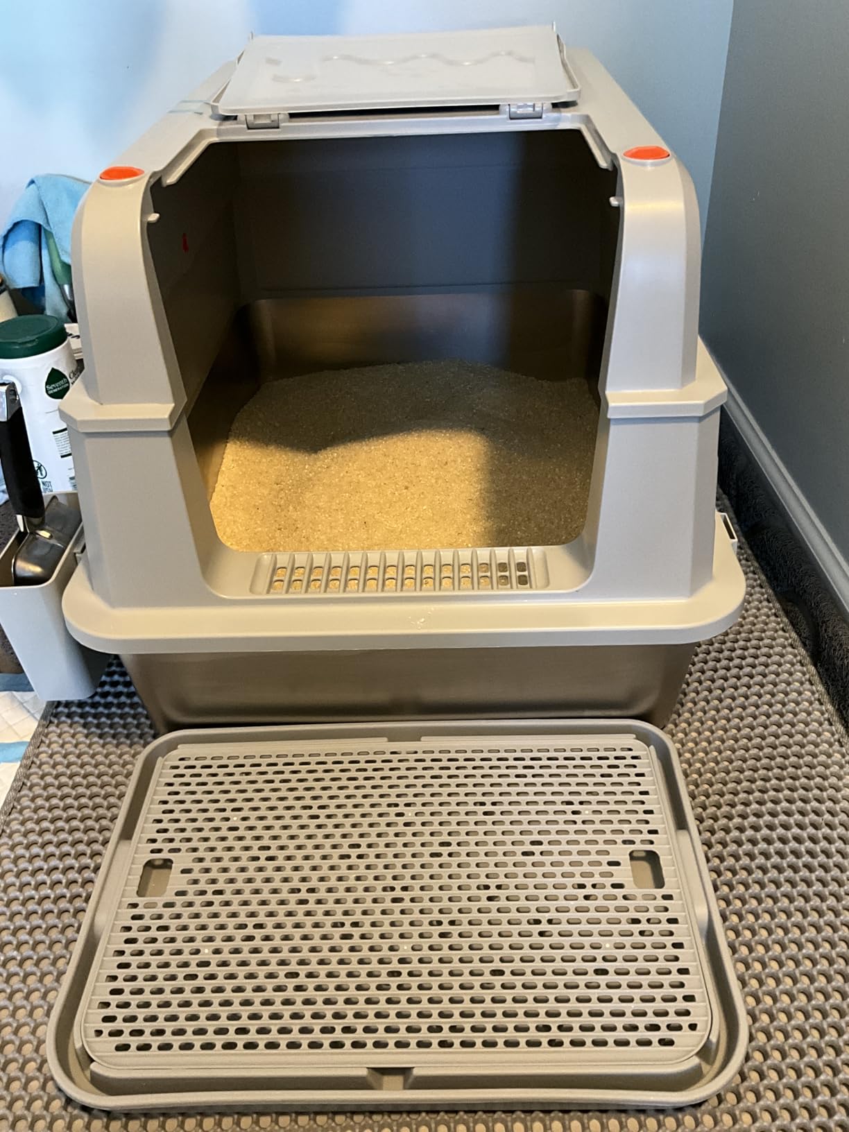 Catlike Upgrade XXXL Stainless Steel Cat Litter Box 3-Layer Leak-Proof customer photo 1