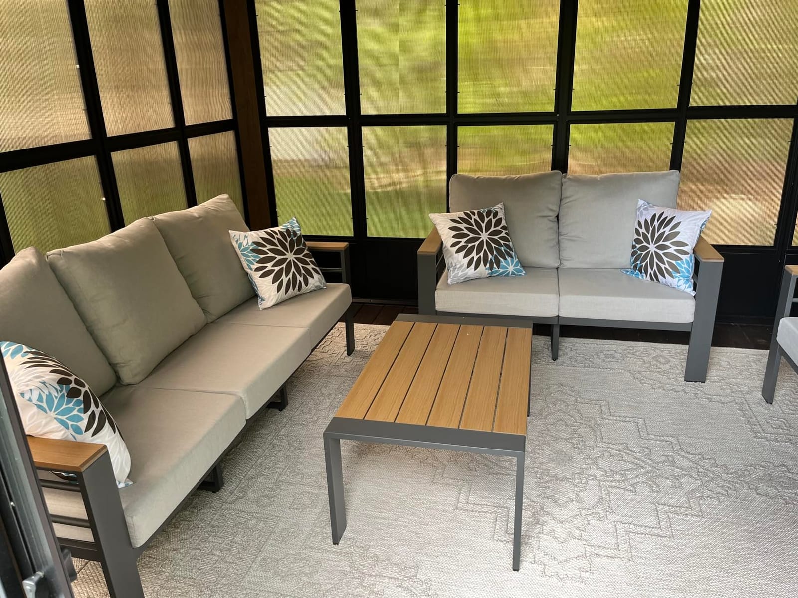 Aoxun Aluminum Patio Furniture Set 7 Seats, Oversized Outdoor Sectional with Washable Thick Cushions, Coffee Table, Patio Conversation Sets for Porch, Balcony, Deck, Dark Gray customer photo 2