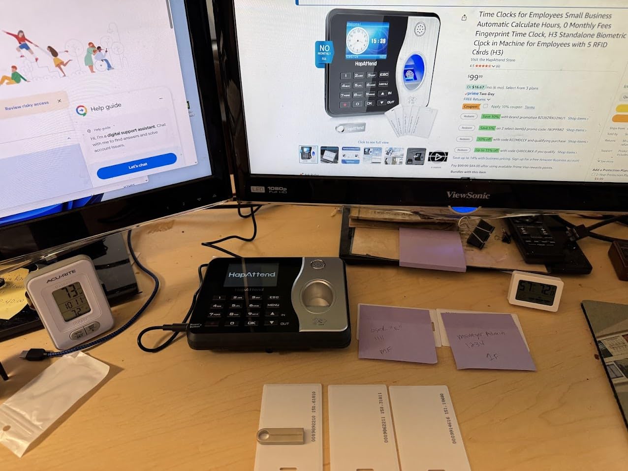 Time Clocks for Employees Small Business Automatic Calculate Hours, 0 Monthly Fees Fingerprint Time Clock, H3 Standalone Biometric Clock in Machine for Employees with 5 RFID Cards (No WiFi) customer photo 2