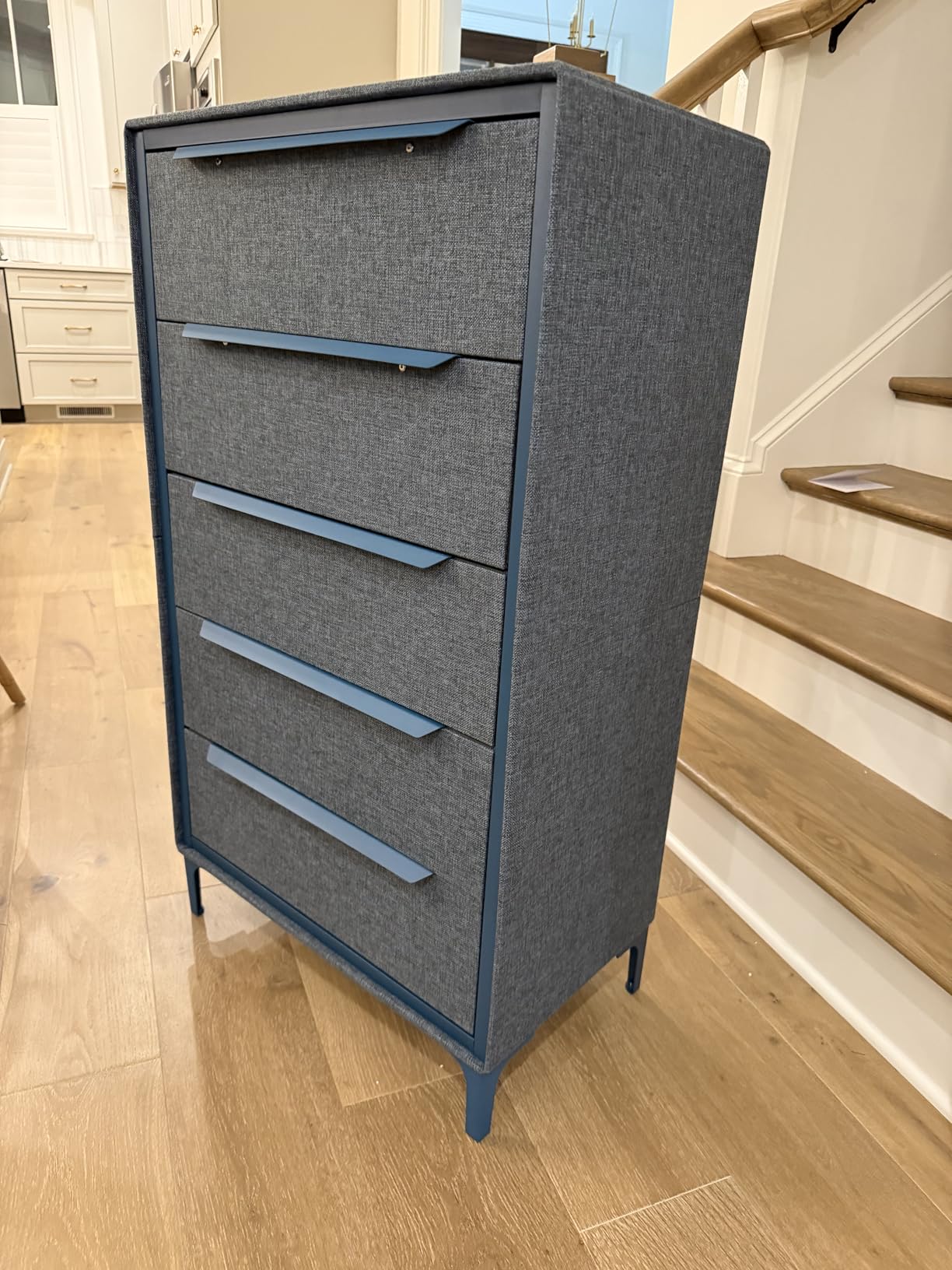 tinge Naima Premium Fabric Dresser - Strong Metal Frame, 5 Spacious Sag-Proof Drawers with Sleek Metal Handles - Premium & Durable Storage Solution for Your Home (Beige/Off White) customer photo 2