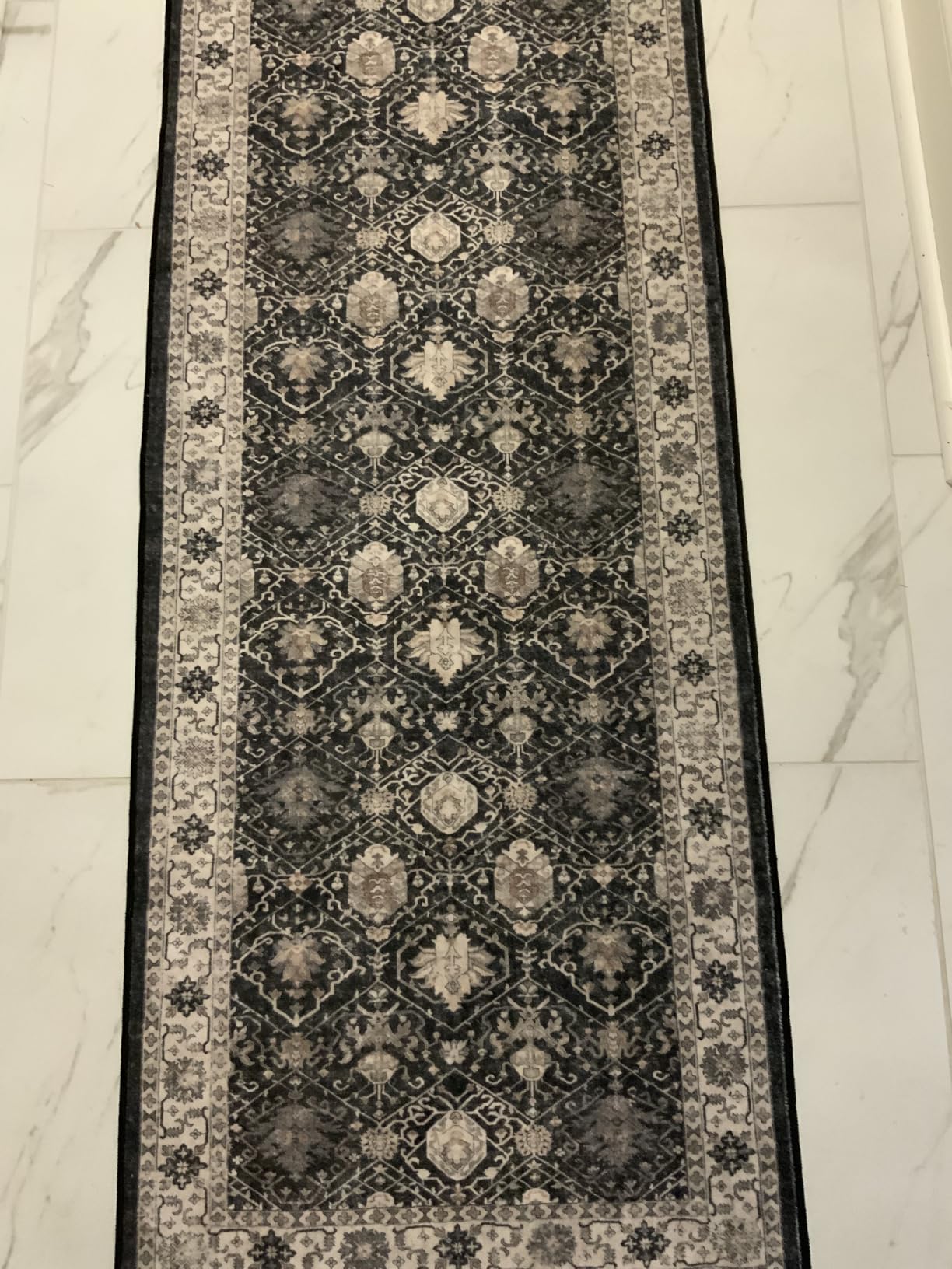 2x3 Washable Vintage Area Rug: Indoor Soft Entryway Rug with Non Slip Backing Water Resistant Carpet for Kitchen Bathroom Laundry Low Pile Door Mat Perfect for Homes with Cats & Dogs(2x3,Blue) customer photo 1