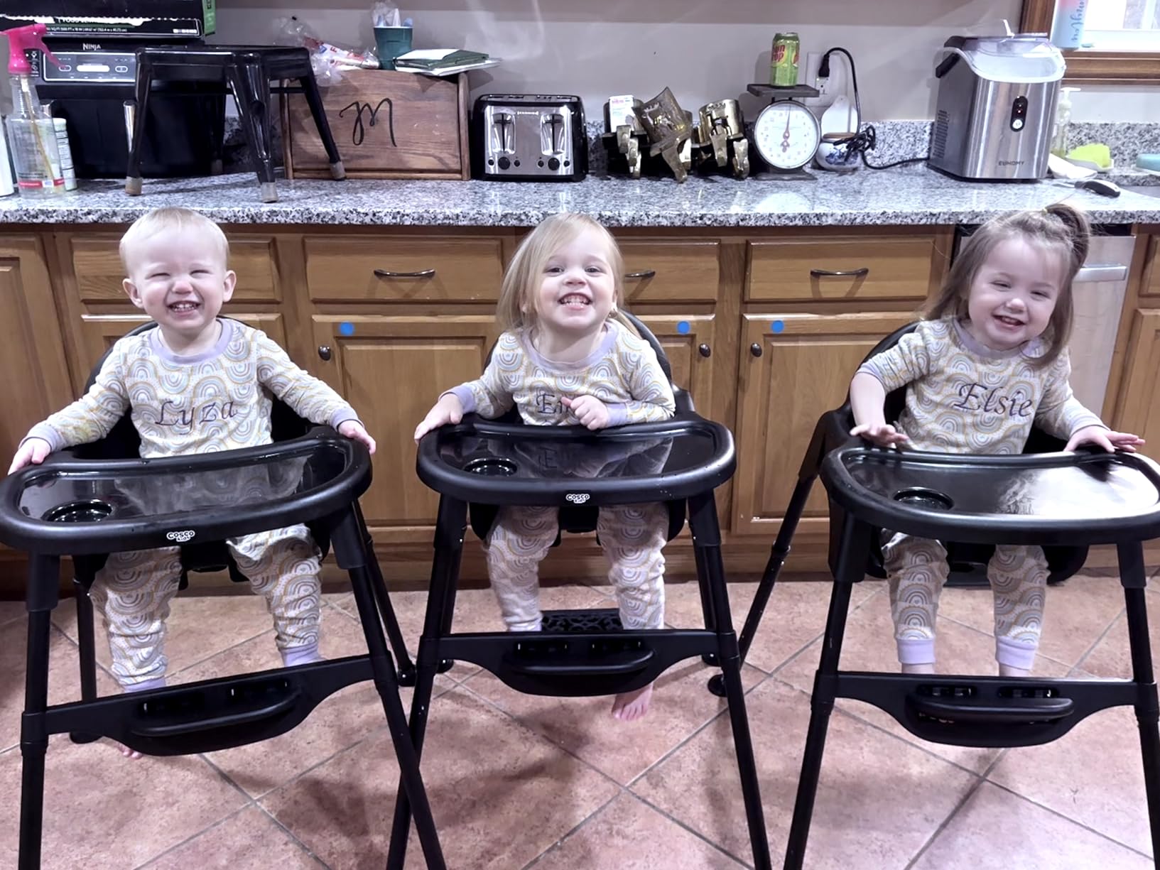 Cosco Kids Canteen High Chair Lightweight Portable Baby Feeding Chair with Adjustable Tray, Easy to Clean, Kitchen or Dining Use, Toddlers Up to 33 lbs, Mono Grey customer photo 2