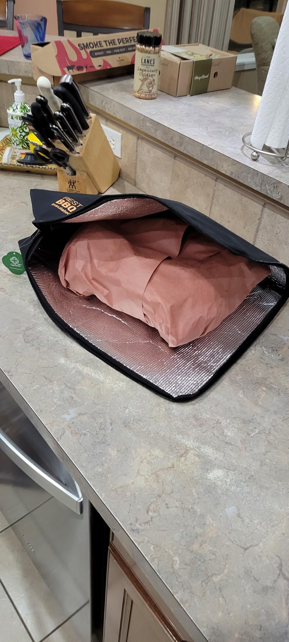 Rest EZ BBQ Blanket - Insulated Meat Resting Bag for Moisture Retention and Tender BBQ - Heavy-Duty with Wide Mouth Design for Briskets, Pork Shoulders, Steaks - Black customer photo 2