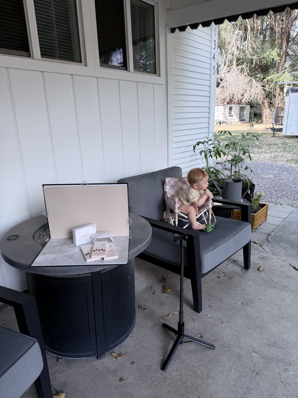 Tiny Marvels 3-in-1 Baby Chair, Portable & Foldable for Travel, Ages 6M-3Y | BPA-Free & 3-Point Harness for Safety, Removable Tray & Carry Bag, Non-Slip & Reinforced Frame for Stability, Sand Checker customer photo 1