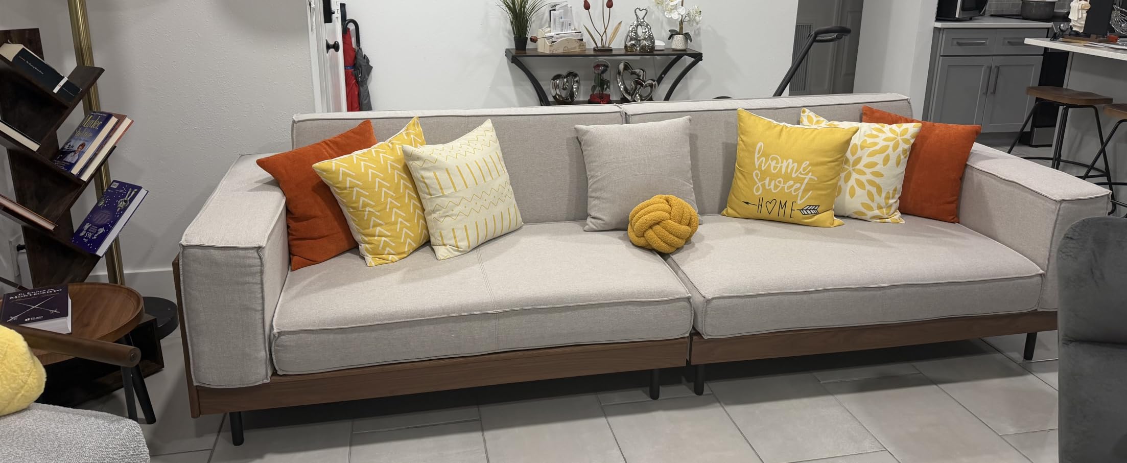 Modern 4-Seater Upholstered Fabric Sofa for Living Room, 111.8