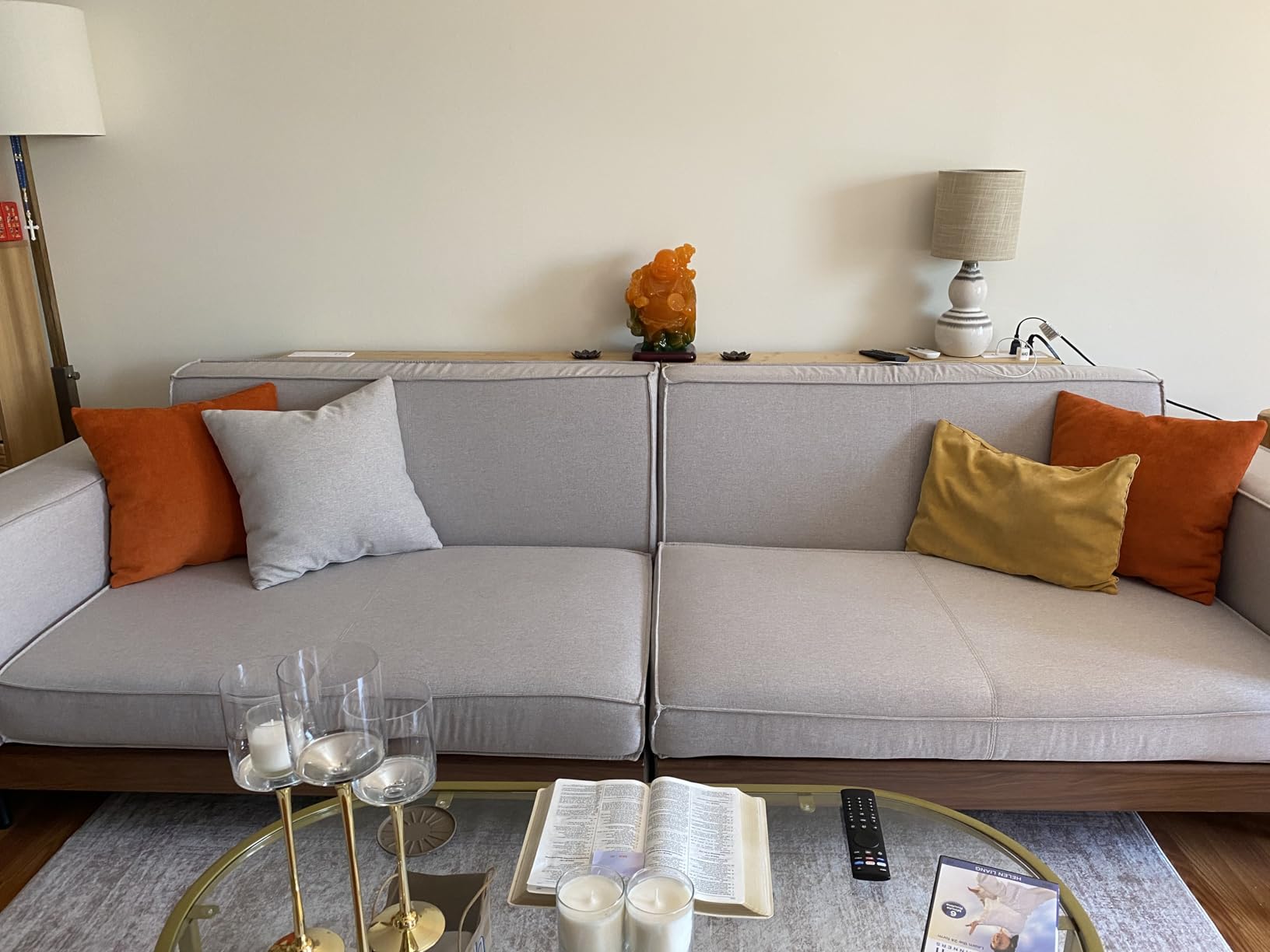 Modern 4-Seater Upholstered Fabric Sofa for Living Room, 111.8