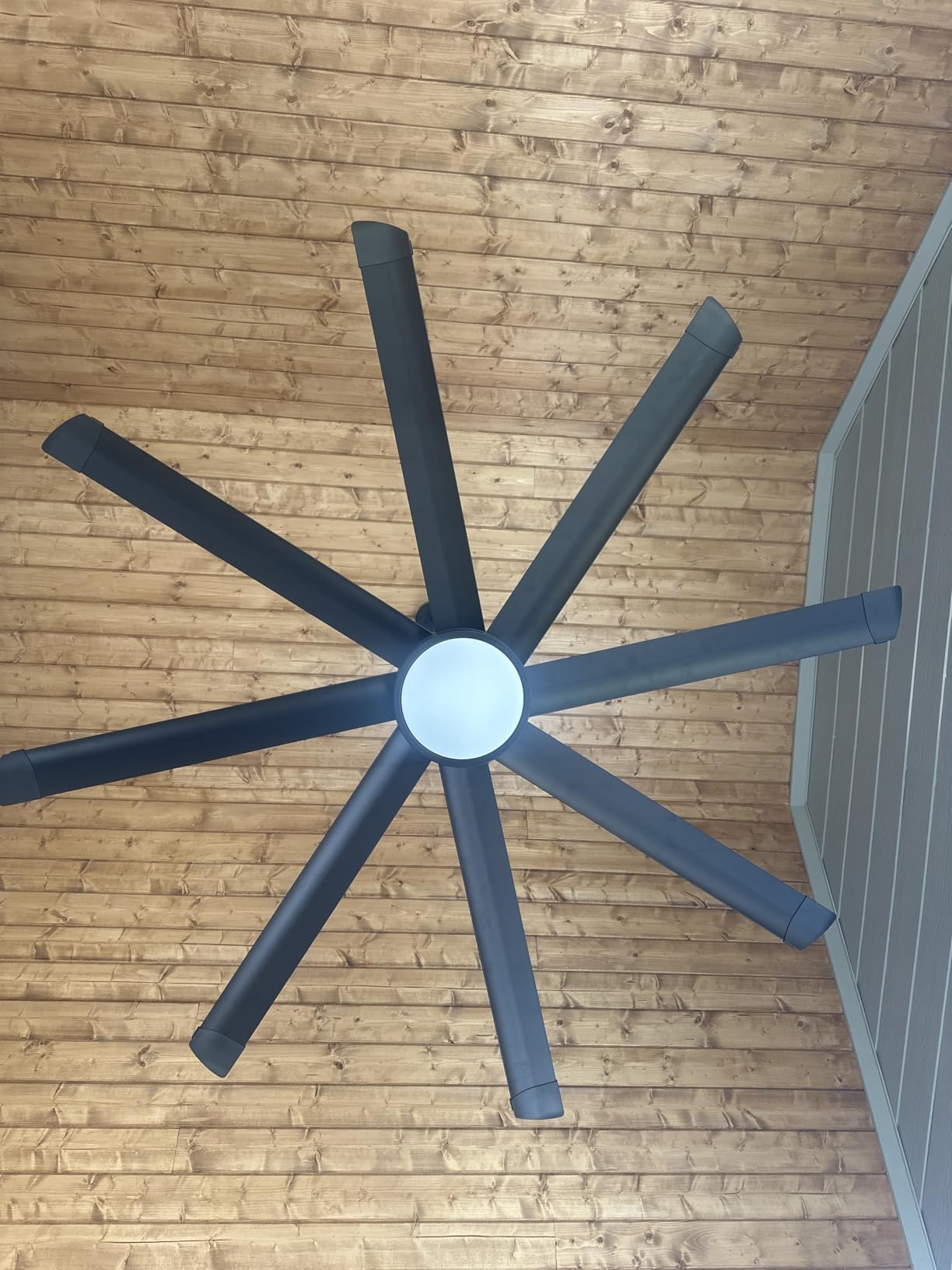 ZMISHIBO 84 Inch Ceiling Fans with Lights, 8 Aluminum Reversible Blades | Industrial-Grade, Quiet DC Motor, 3CCT, Damp Rated, 6 Adjustable Speeds, Remote Control, Living Room, Garage, Shop, Gazebo customer photo 1