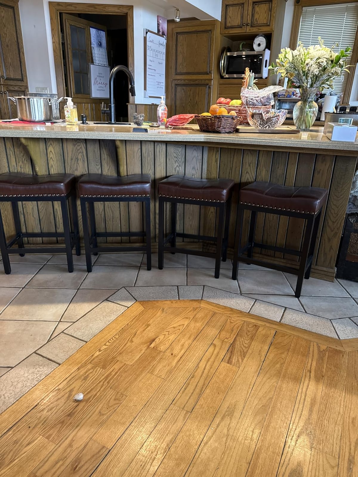 DUMOS 24 Inch Counter Height Bar Stools Set of 2, Kitchen Island, Grey | Backless Saddle Seat, PU Leather, Metal Base, Footrest customer photo 2