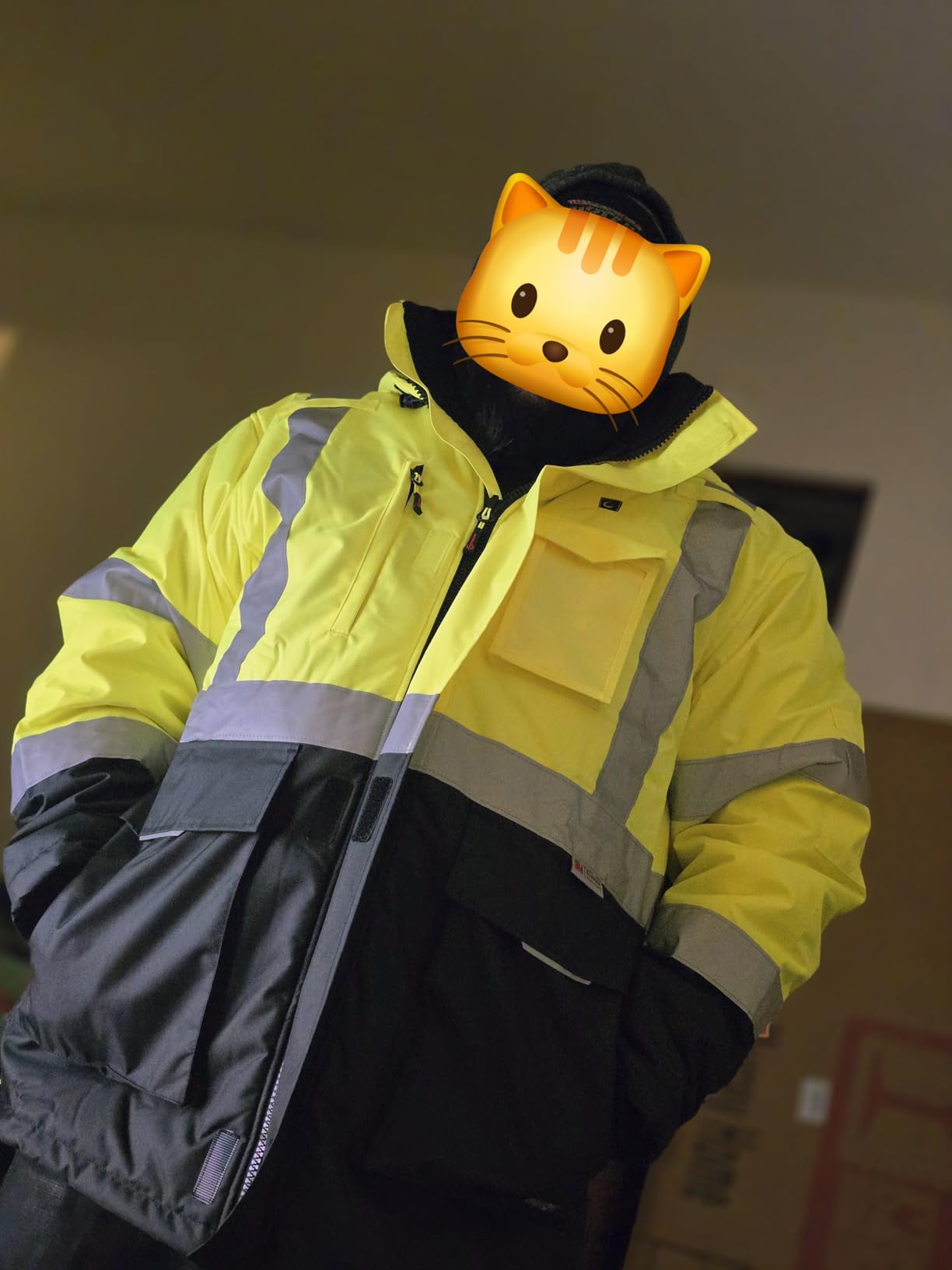 Heated Safety Hi-Vis Parka Jacket for Men, with 7 Heating Zones, Class 3, Waterproof, 12V 15000mAh Battery customer photo 2