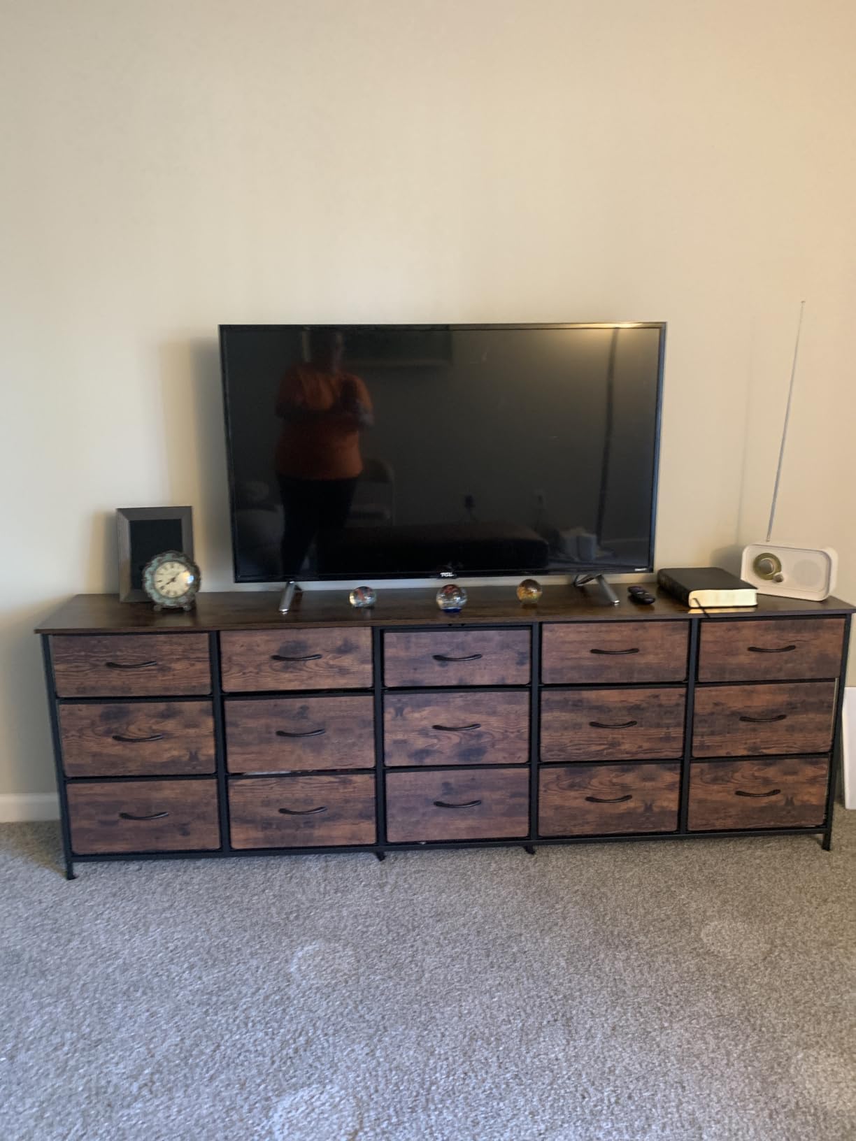 Huuger 78.7 inch Long Dresser for Bedroom, 15 Drawer Fabric Dresser for Closet, Large TV Stand for 65, 75, 85 inch TV, Wide Chest of Drawer with Storage, 78.7
