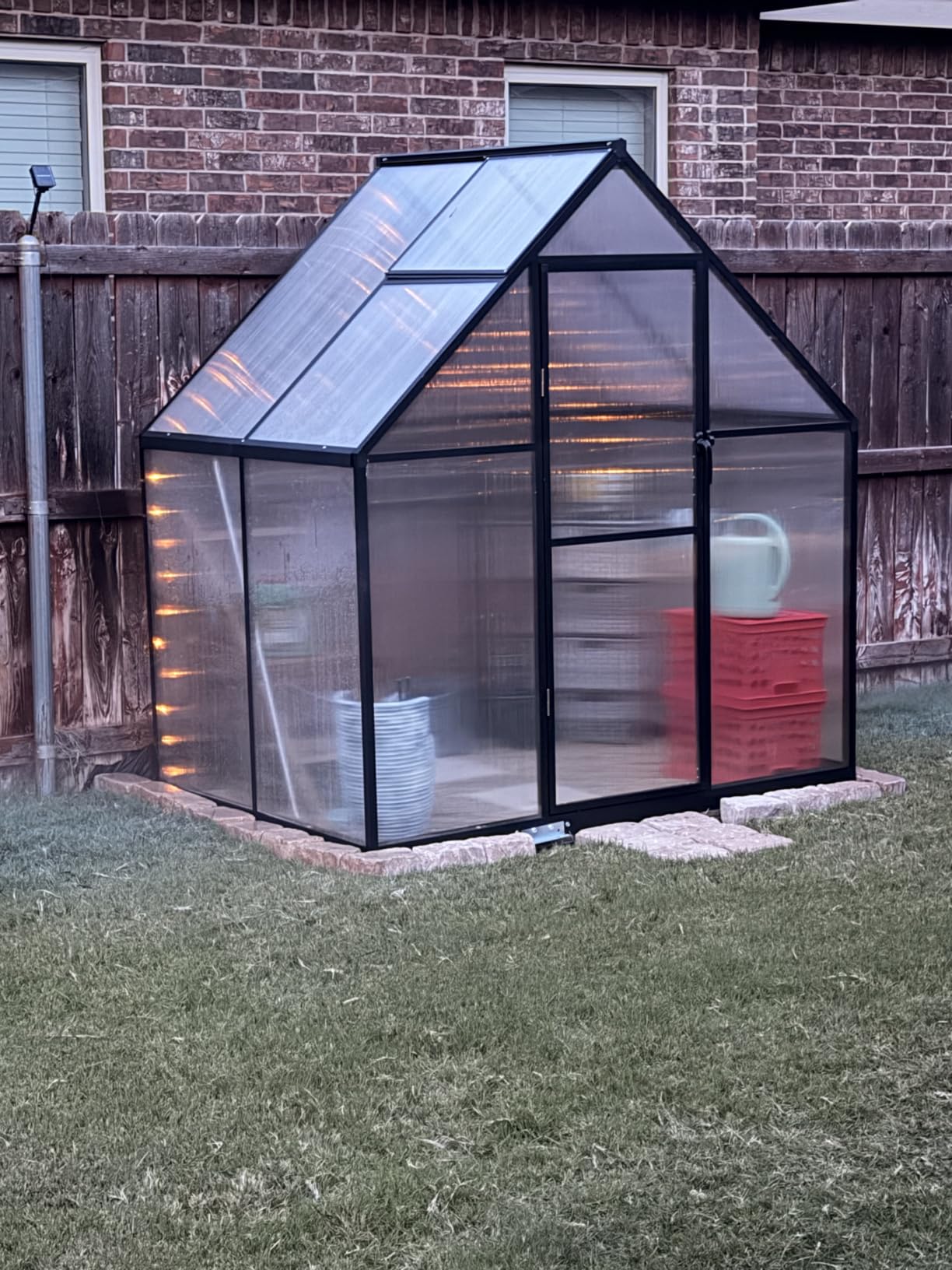 HOOYEAH 6x8 FT Polycarbonate Greenhouse, Walk-in Greenhouses for Outdoors, Aluminum Frame Plant Green House with Locking Door & Roof Vent, Heavy Duty Winter Green House Kit for Outside Backyard customer photo 2