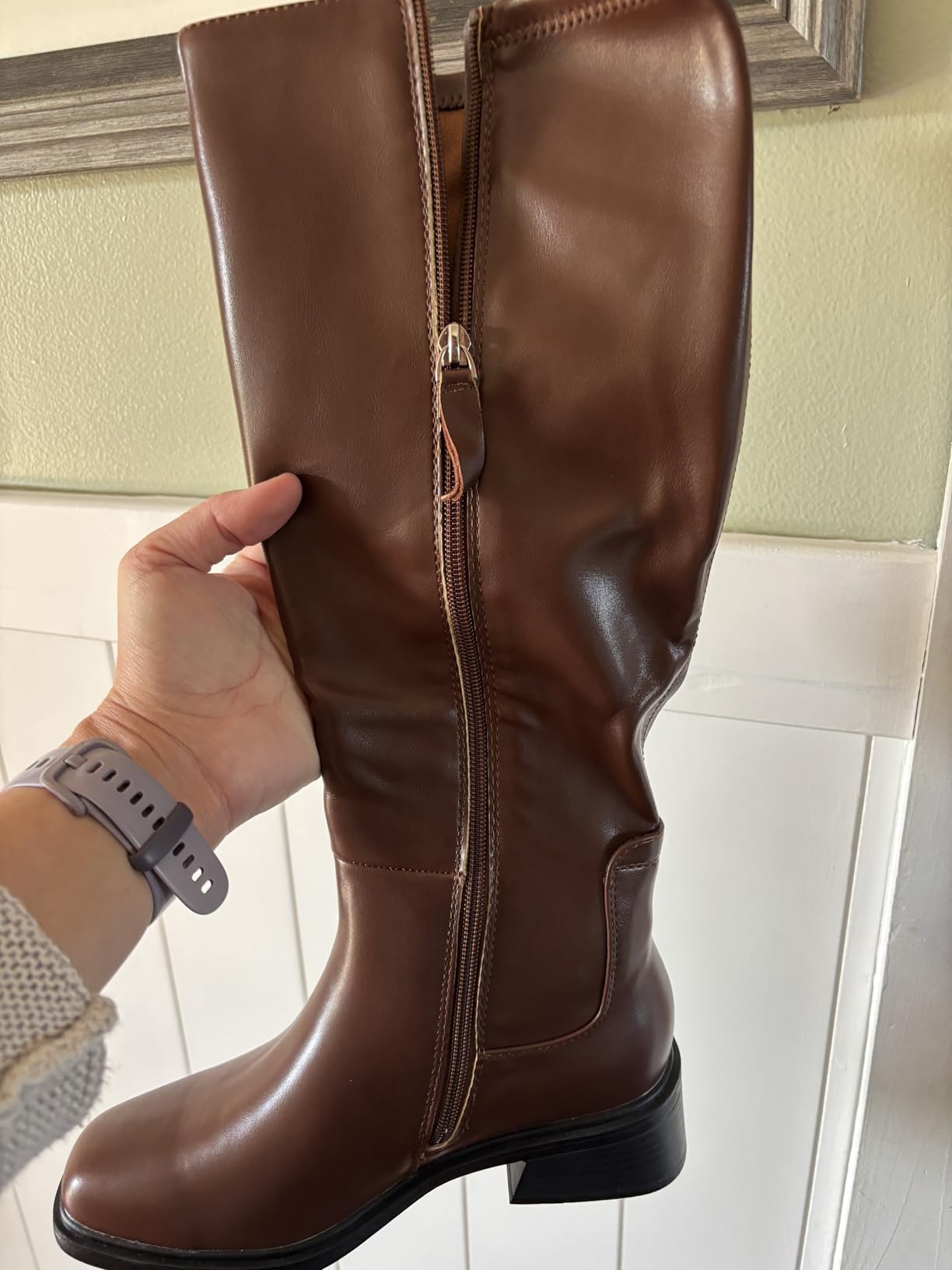 DREAM PAIRS Women's Knee High Riding Tall Boots | Square Toe,Side Zipper,Low Heel,Casual Comfort Riding Long Tall Boots customer photo 2