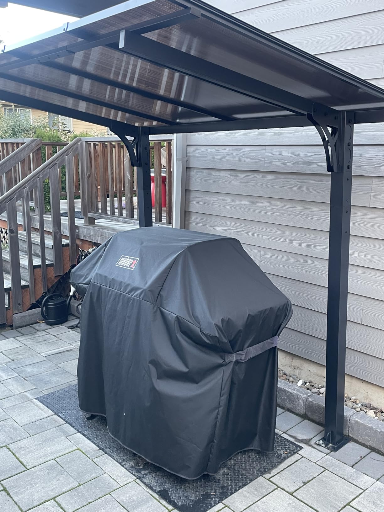 AECOJOY 8' x 8' Gazebo for Patio, Small Free Standing Lean to Gazebo Pergola with Patio Roof (64 Sq.Ft Shaded) on Clearance, Hard Top Wall Mounted Heavy Duty Awnings for Decks, Backyard and More customer photo 2