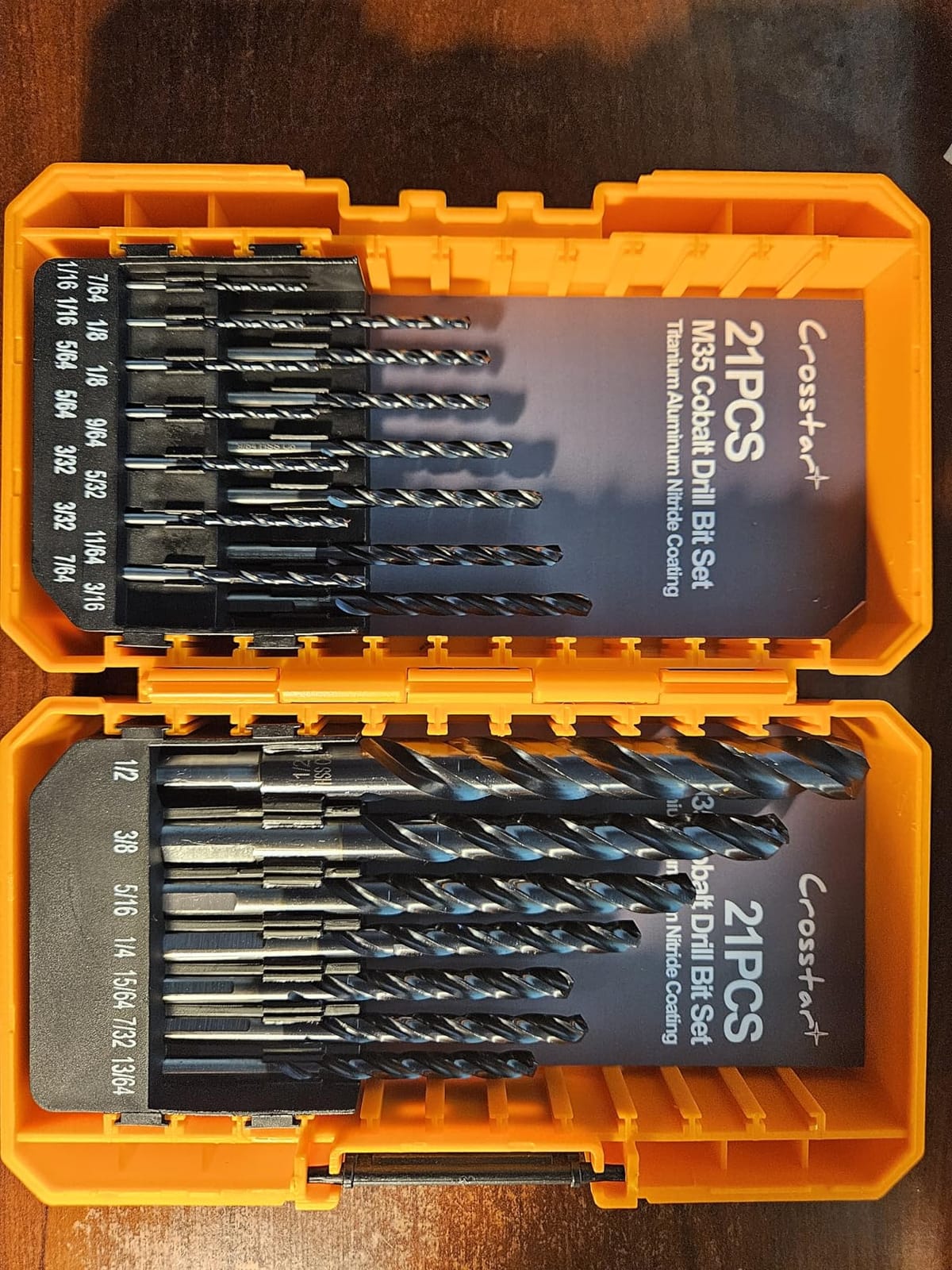 Crosstar M35 Cobalt Drill Bit Set, Three-Flute Design, 1/16