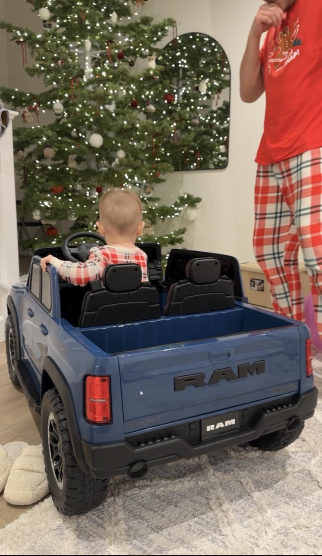 First Ride On 2 Seater Electric Car for Kids, Licensed RAM 1500 RHO 24V Ride on Truck w/Remote Control, Toddler Ride on Toys w/Bluetooth, LED Lights, Spacious Truck Bed, Gear Shifter customer photo 1