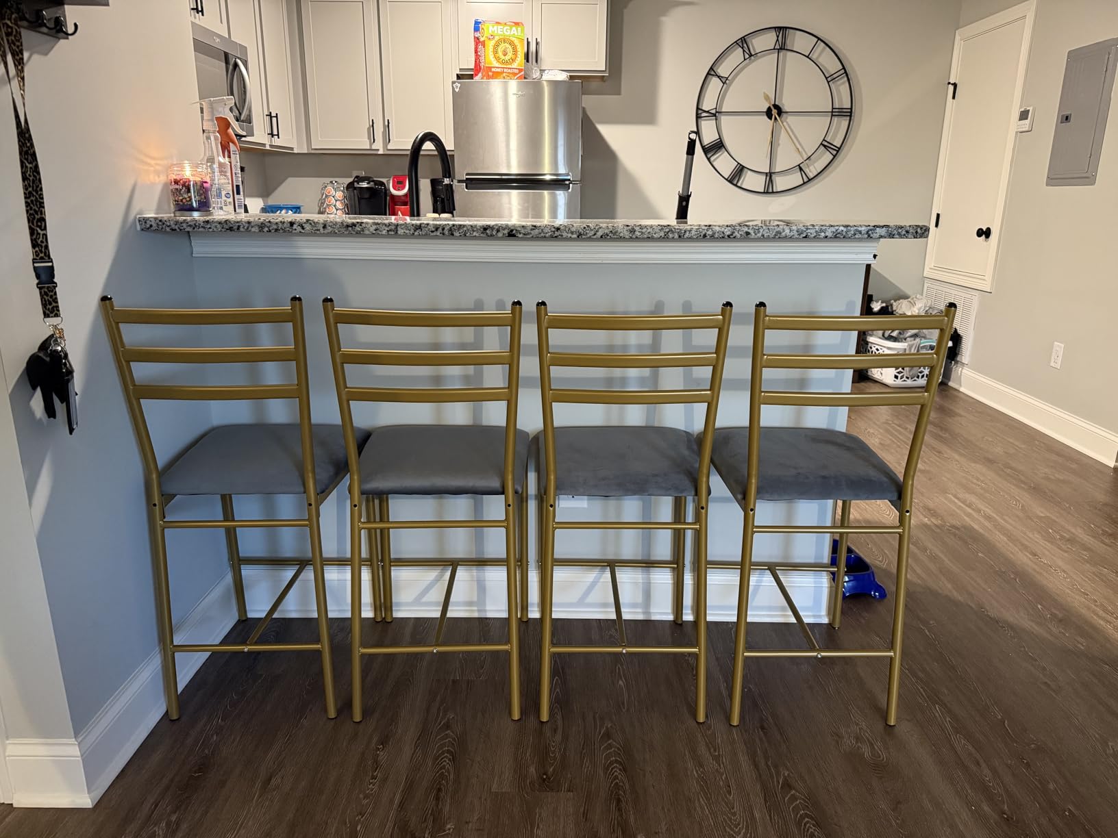 Garvee 26'' Bar Stools Set of 4, Counter Stools with Back & Thick Cushion, Metal Counter Height Stools, Barstools with Padded Seat, Bar Chairs for Kitchen Island, Bar, Dining Room, Modern Black customer photo 1