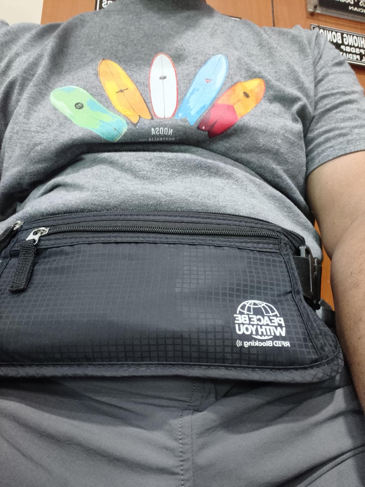 Alpha Keeper Money Belt for Travel, Passport Holder, RFID Blocking, Sweat-Proof, Black customer photo 1