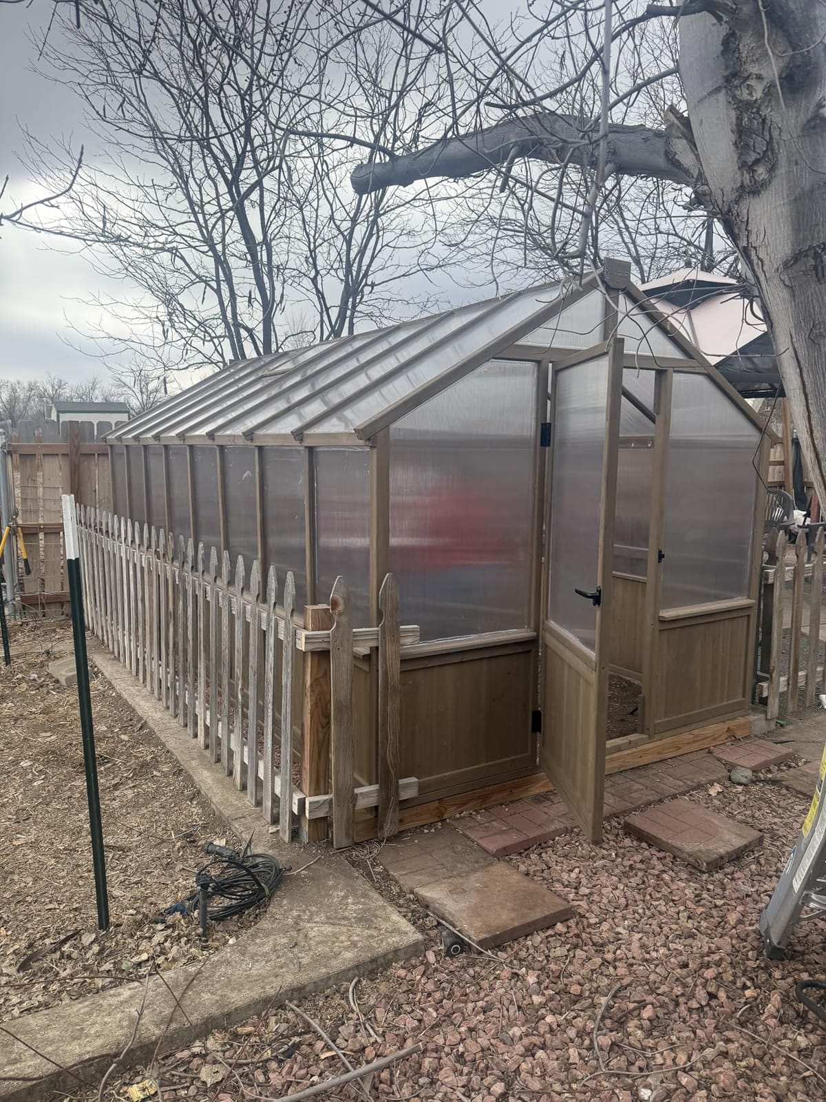 Yardenaler 8x10 FT Greenhouse Kit with 6MM Thick Polycarbonate Panel for Outdoor, Wooden Walk-in Green House with Adjustable Roof Vent and Lockable Door, Backyard, Garden, Light Mocha Brown customer photo 1