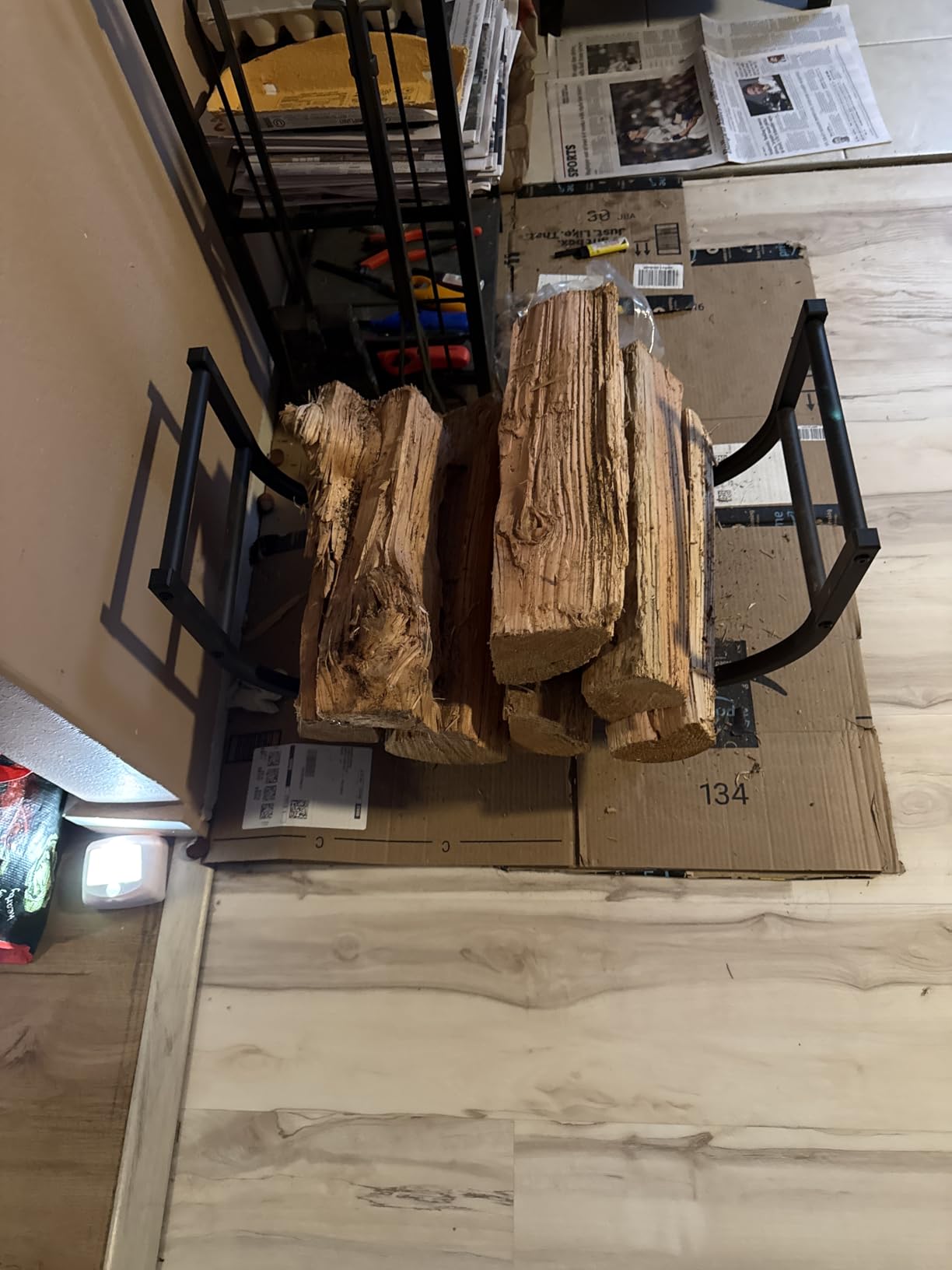 YQBRAO 32-Inch Firewood Rack, Rolling Firewood Cart with Log Carrier Bag | 800 lb Steel Firewood Holder with Rolling Wheels, Removable Carrier Bag, Rust-Resistant Frame for Fireplace, Patio & Deck customer photo 2