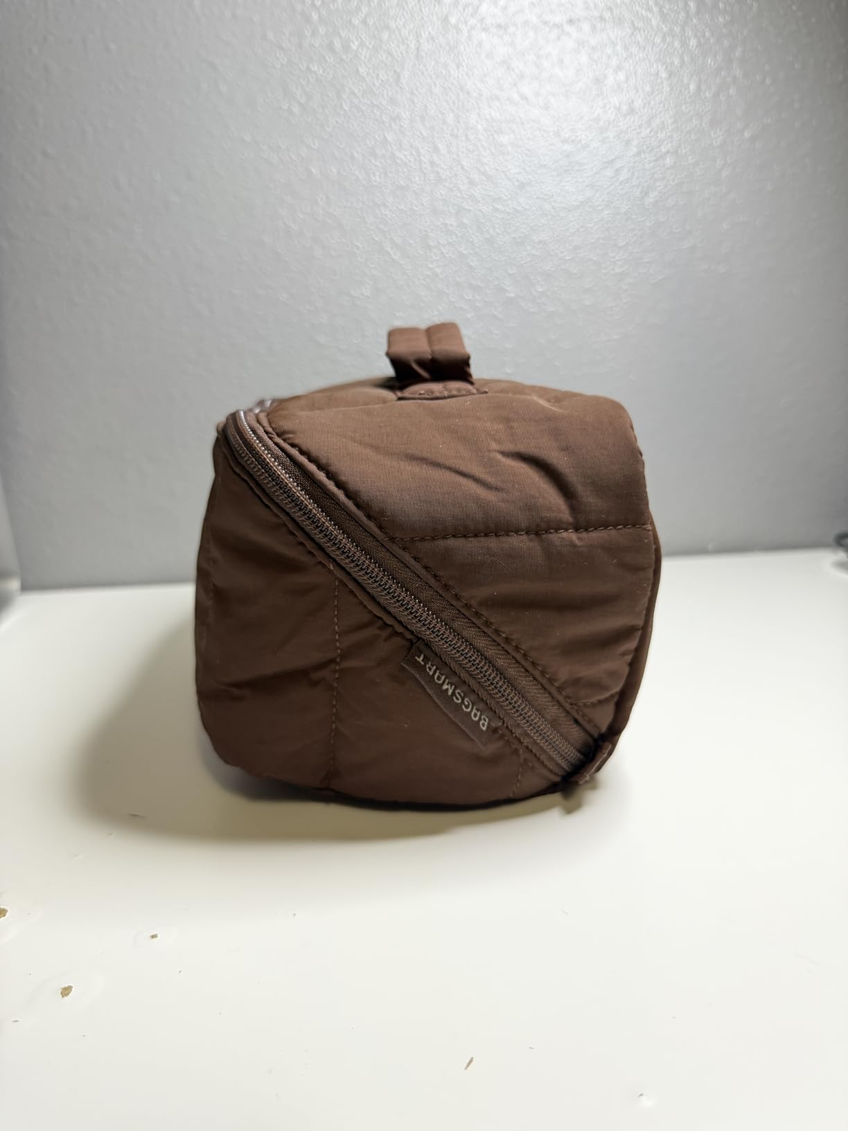 BAGSMART Puffy Travel Makeup Bag Toiletry Bag for Women, Brown | Open Flat, Portable, Make Up Organizer, Water-resistant, Puffy Padded, For Toiletries, Brushes customer photo 1