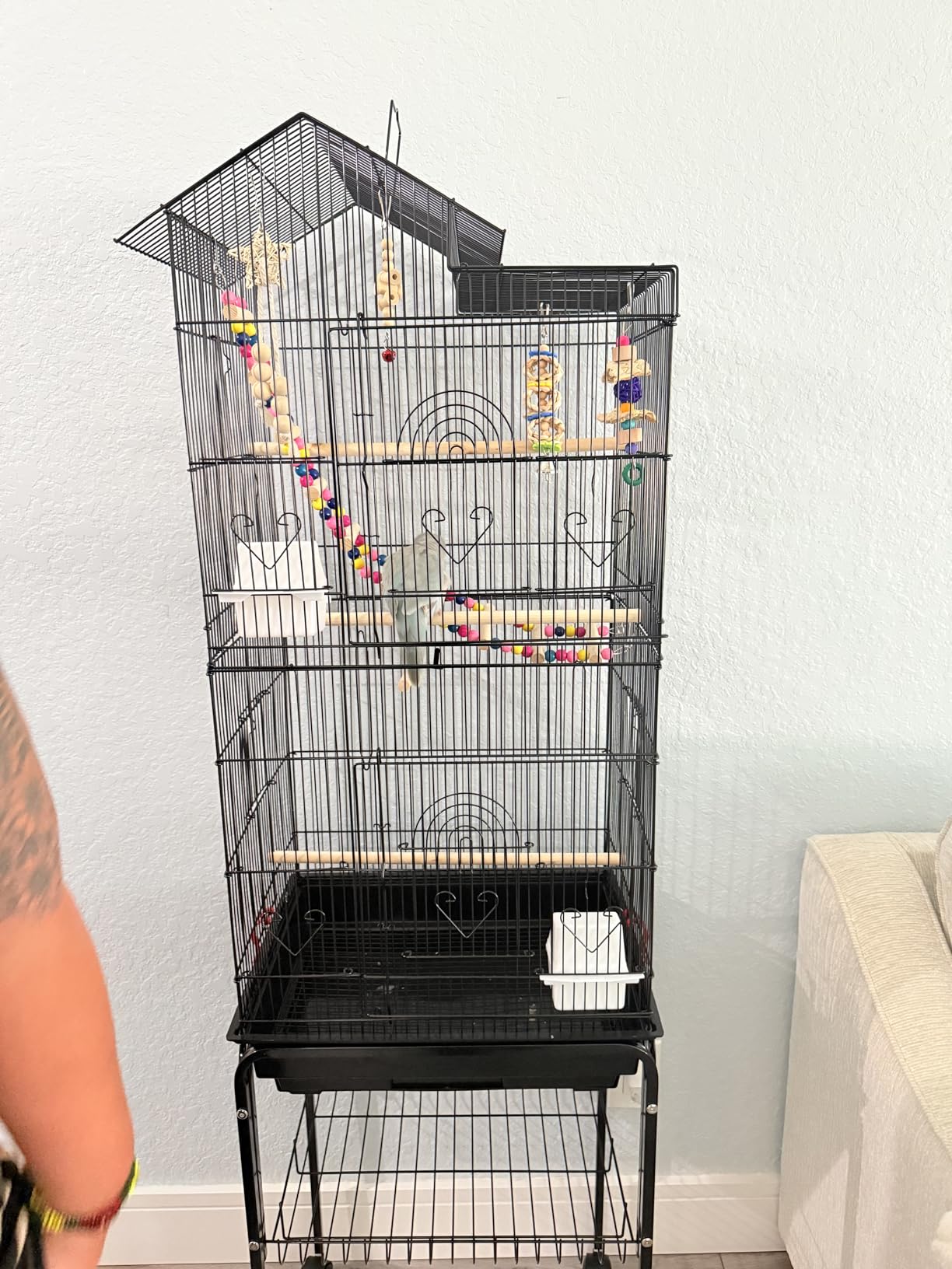 YITAHOME 62 Inch Large Bird Cage | Bird Cage with Rolling Stand, Feeding Doors & Hanging Accessories for Parrots Cockatiels Parakeets customer photo 2