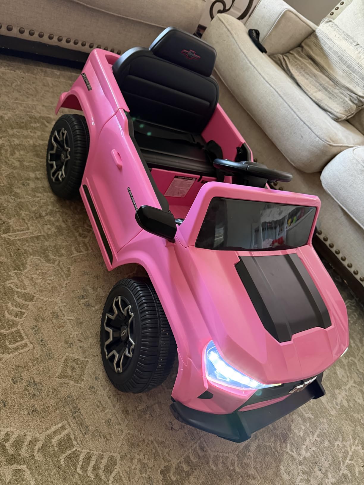 Winado 12V Licensed Chevrolet Colorado Electric Ride on Car for Kids, Pink | Ride on Toys for Toddlers w/ Remote Control, Battery Powered, Bluetooth, Soft Start, LED Lights customer photo 2